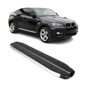 2008-2014 BMW X6 E71 Running Boards Side Steps Silver & Black