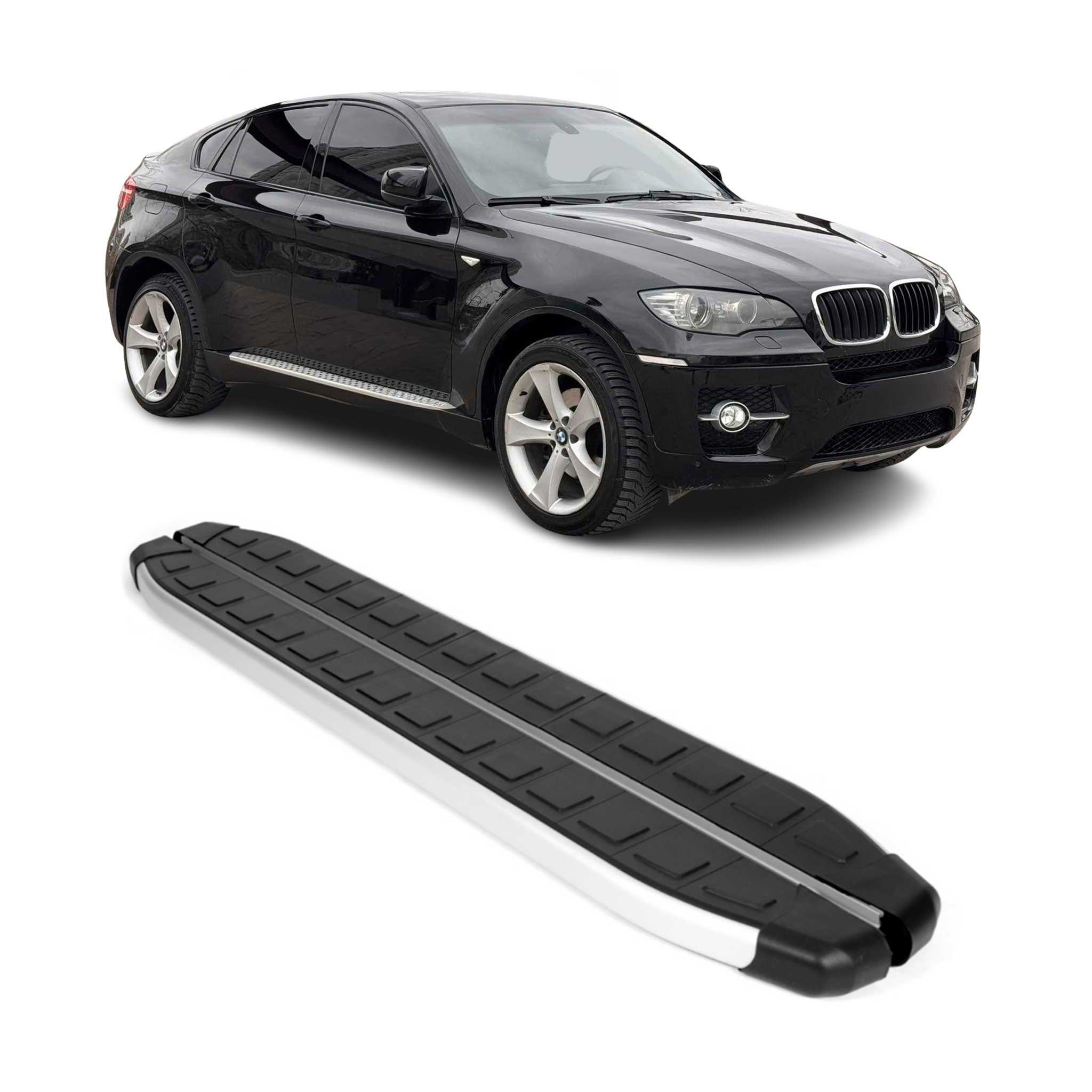 2008-2014 BMW X6 E71 Running Boards Side Steps Silver & Black