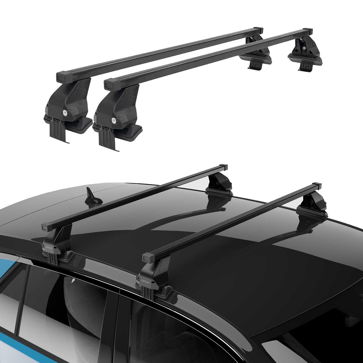 2017-2019 Fiat 500 Roof Rack Cross Bars Black