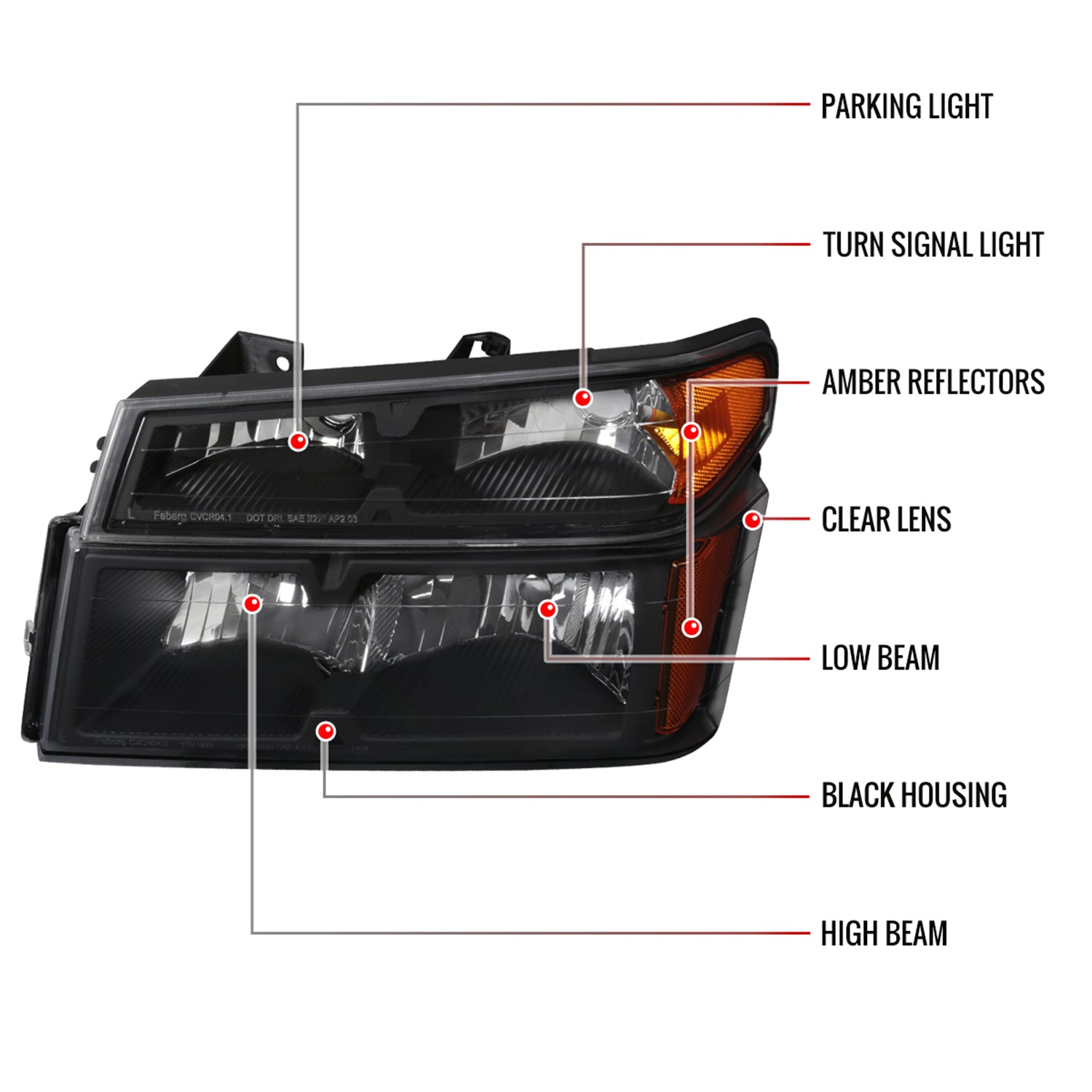 2004-2012 Chevy Colorado /Canyon Isuzu I-Series Headlights Pair Matte Black