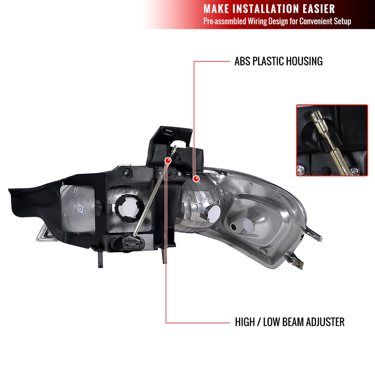 1997-2005 Chevy Venture Pontiac Montana/Trans Sport Crystal Headlights Black