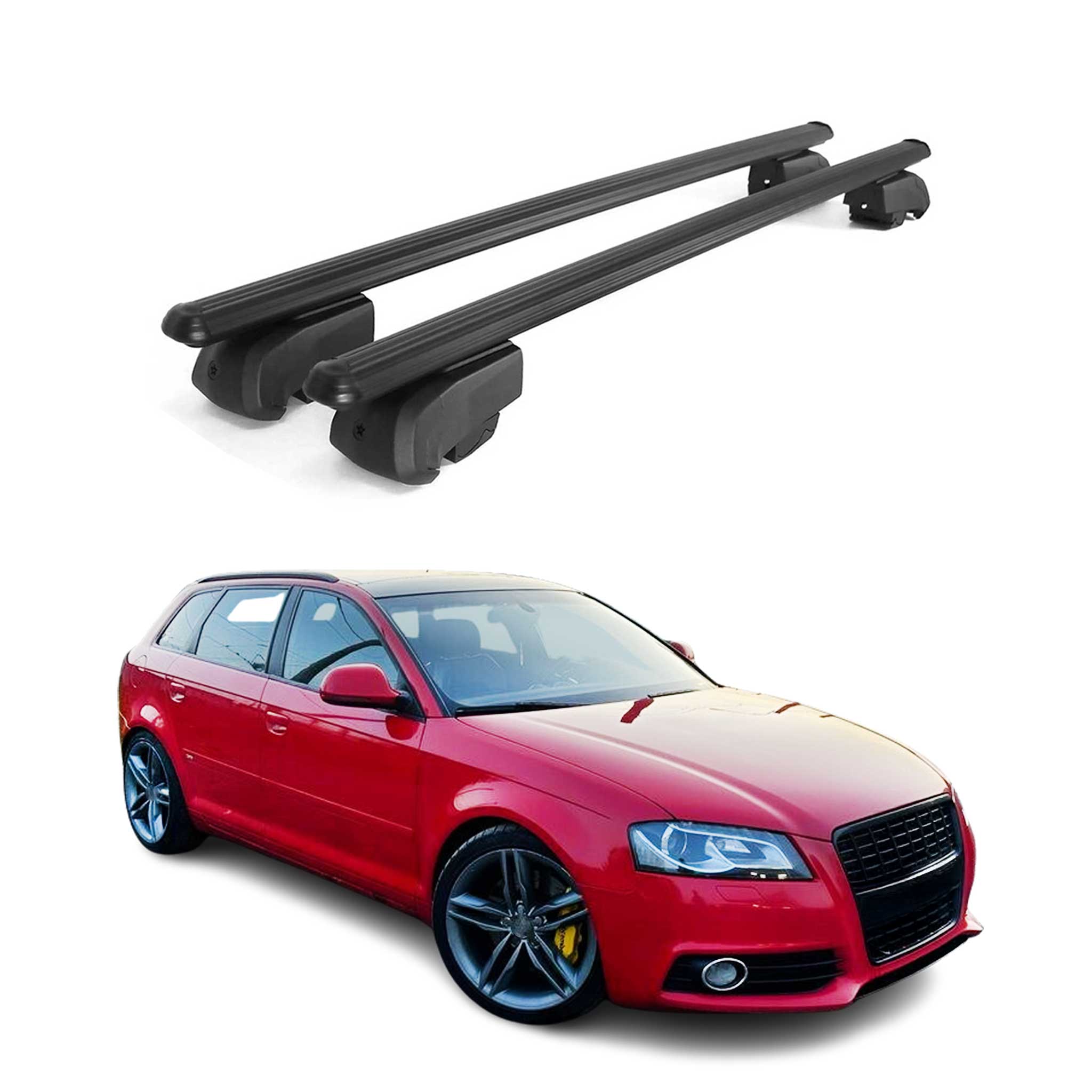 2006-2013 Audi A3 Hatchback Roof Rack Cross Bars Black