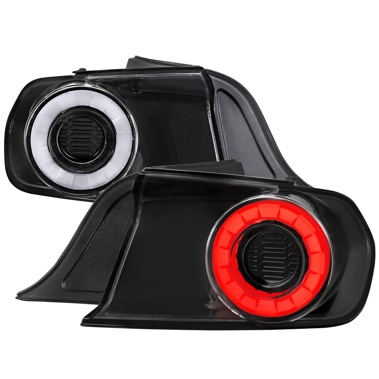 2015-2022 Ford Mustang White LED Bar Tail Lights Glossy Black