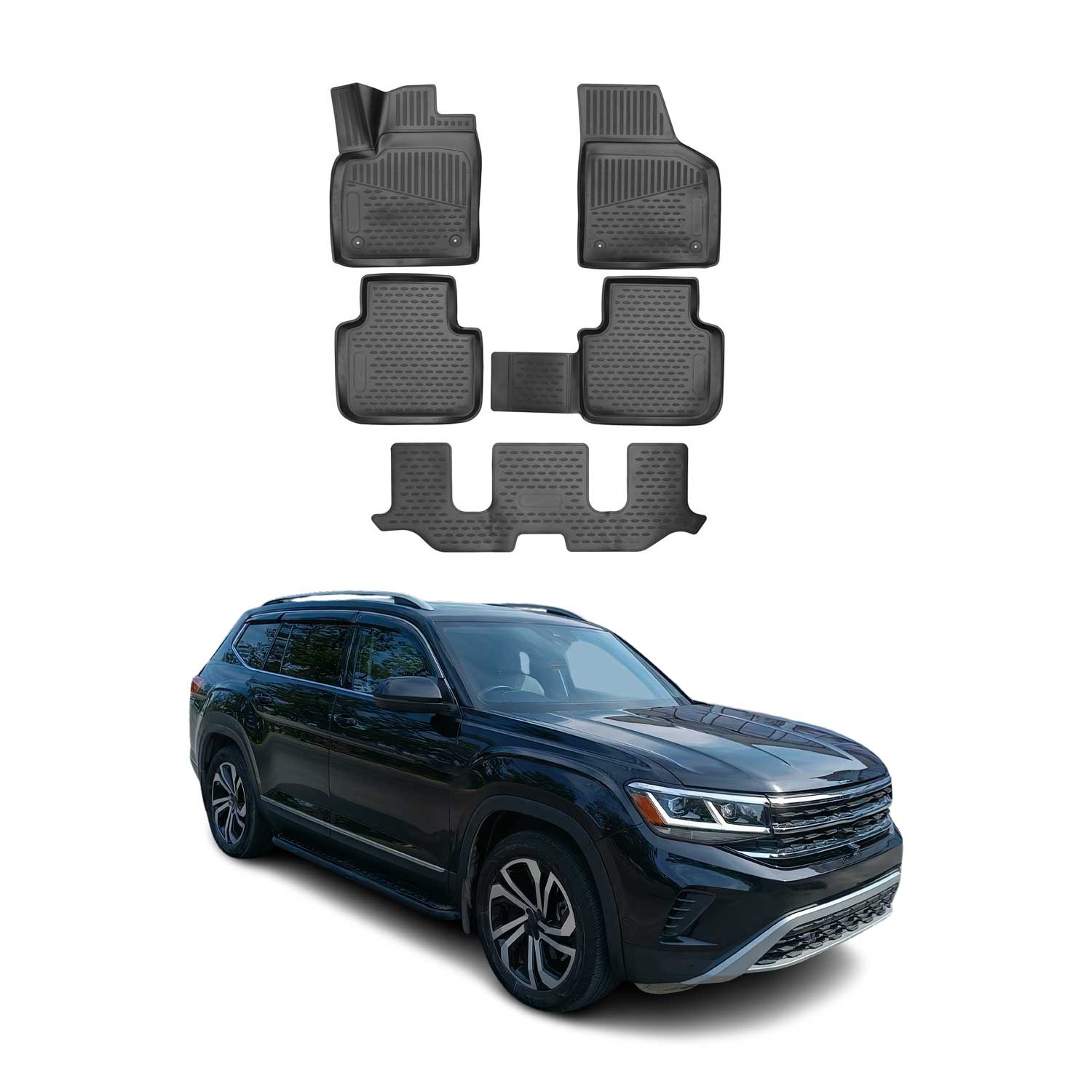 2018-2025 Volkswagen Atlas Floor Mats Liners Full Set All Weather Black