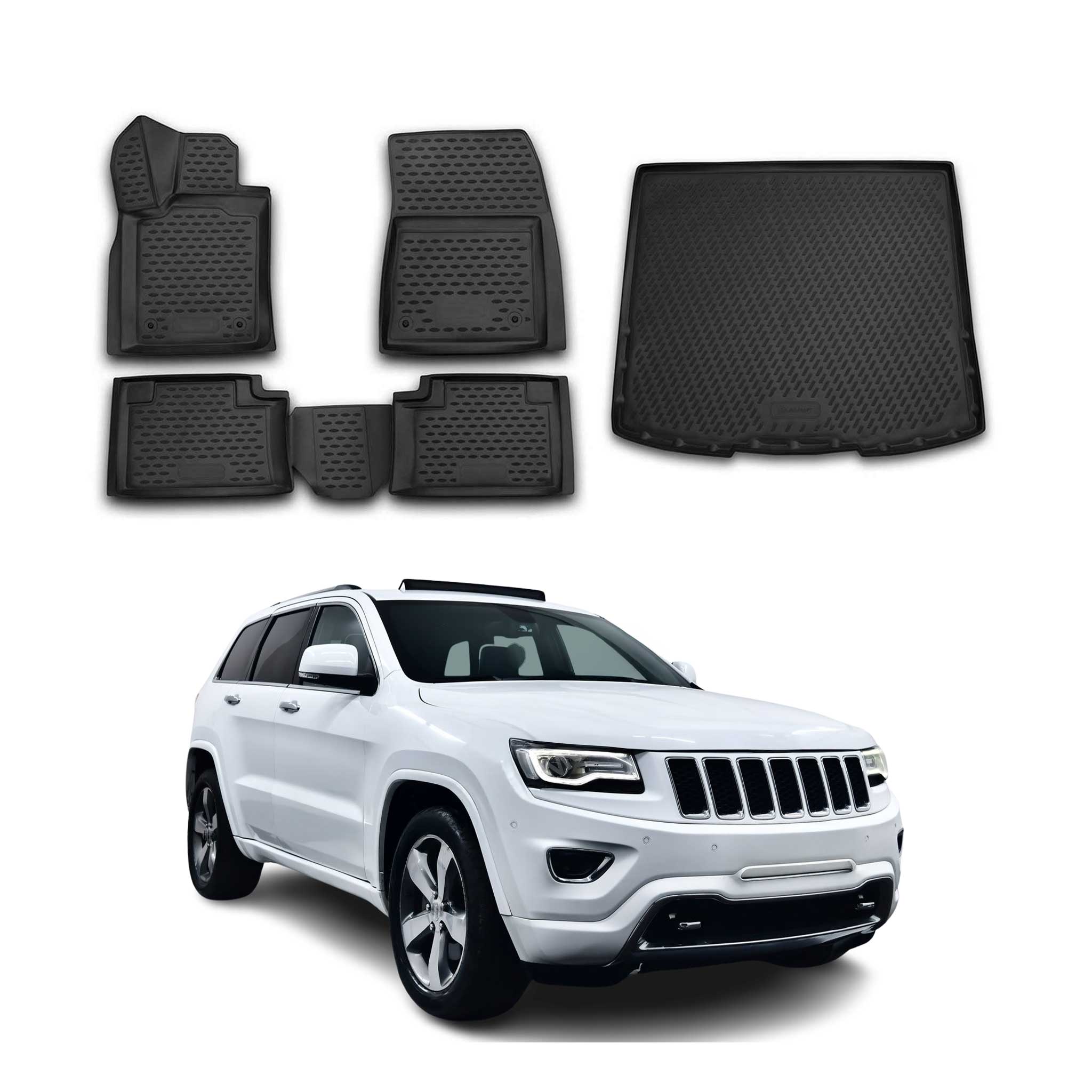 2013-2015 Jeep Grand Cherokee Floor Mats & Cargo Liner Full Set All Weather Black