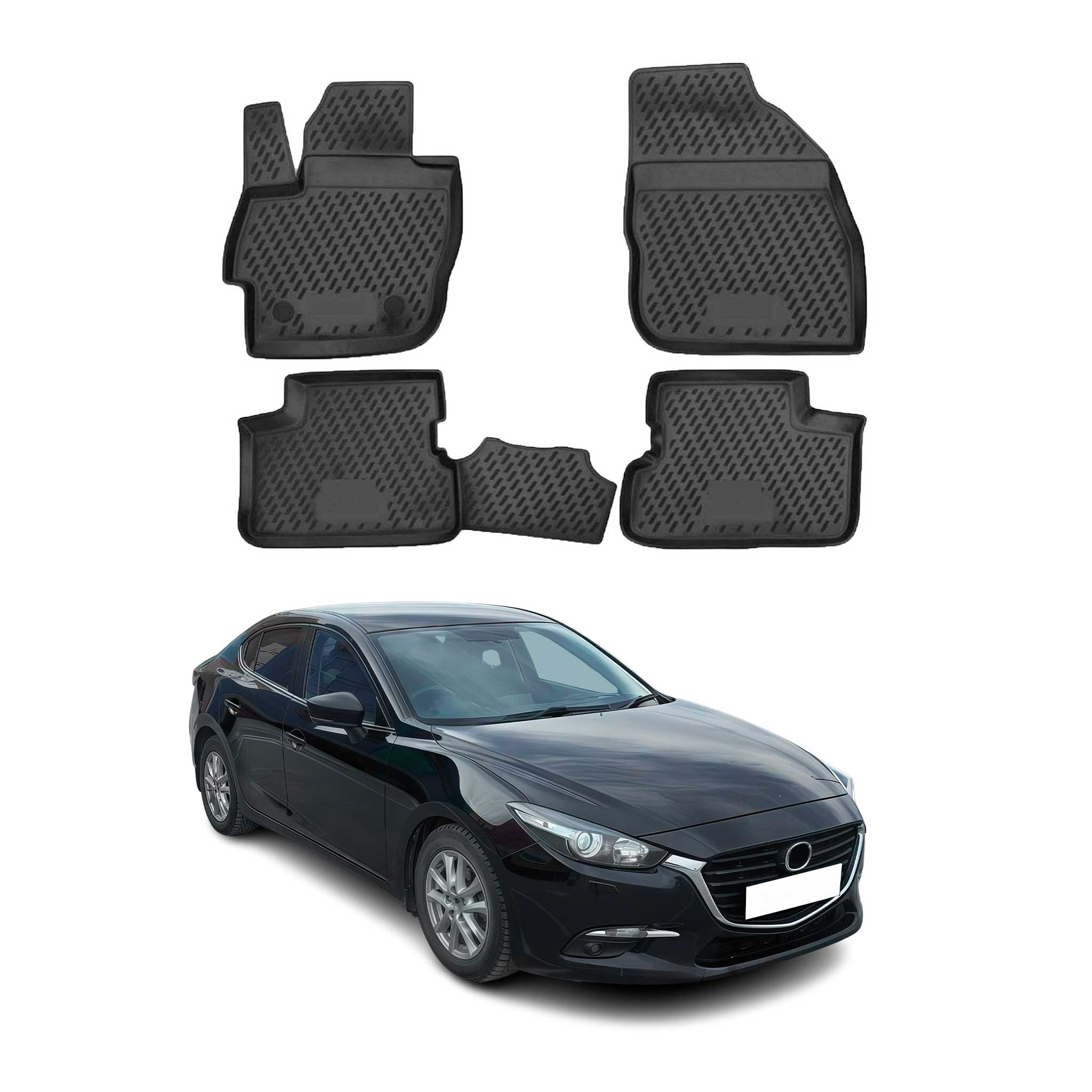 2014-2018 Mazda 3 Floor Mats Liners Full Set All Weather Black