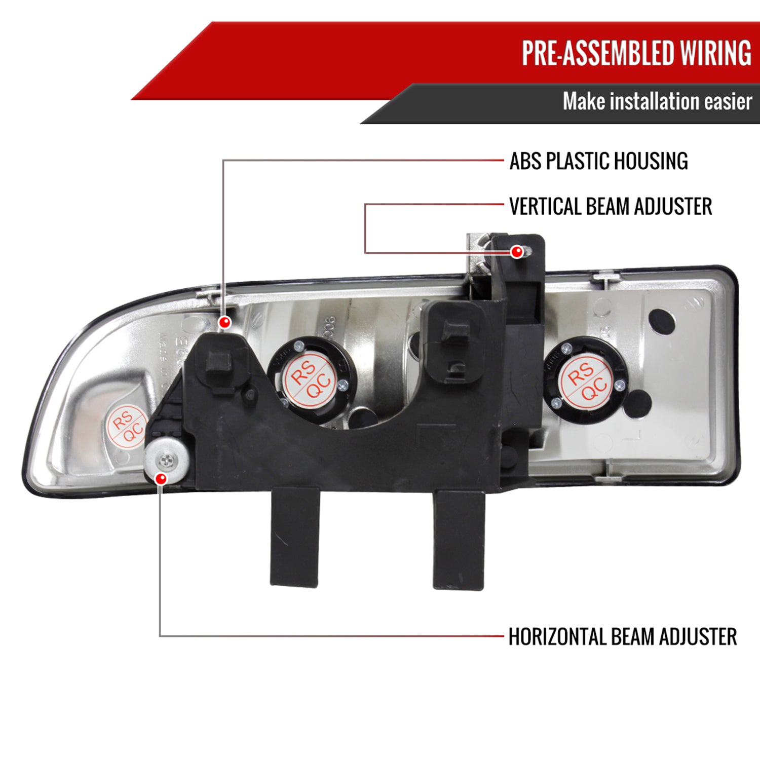 1998-2004 Chevy S10/Blazer Factory Style Headlights Chrome/Smoke Lens