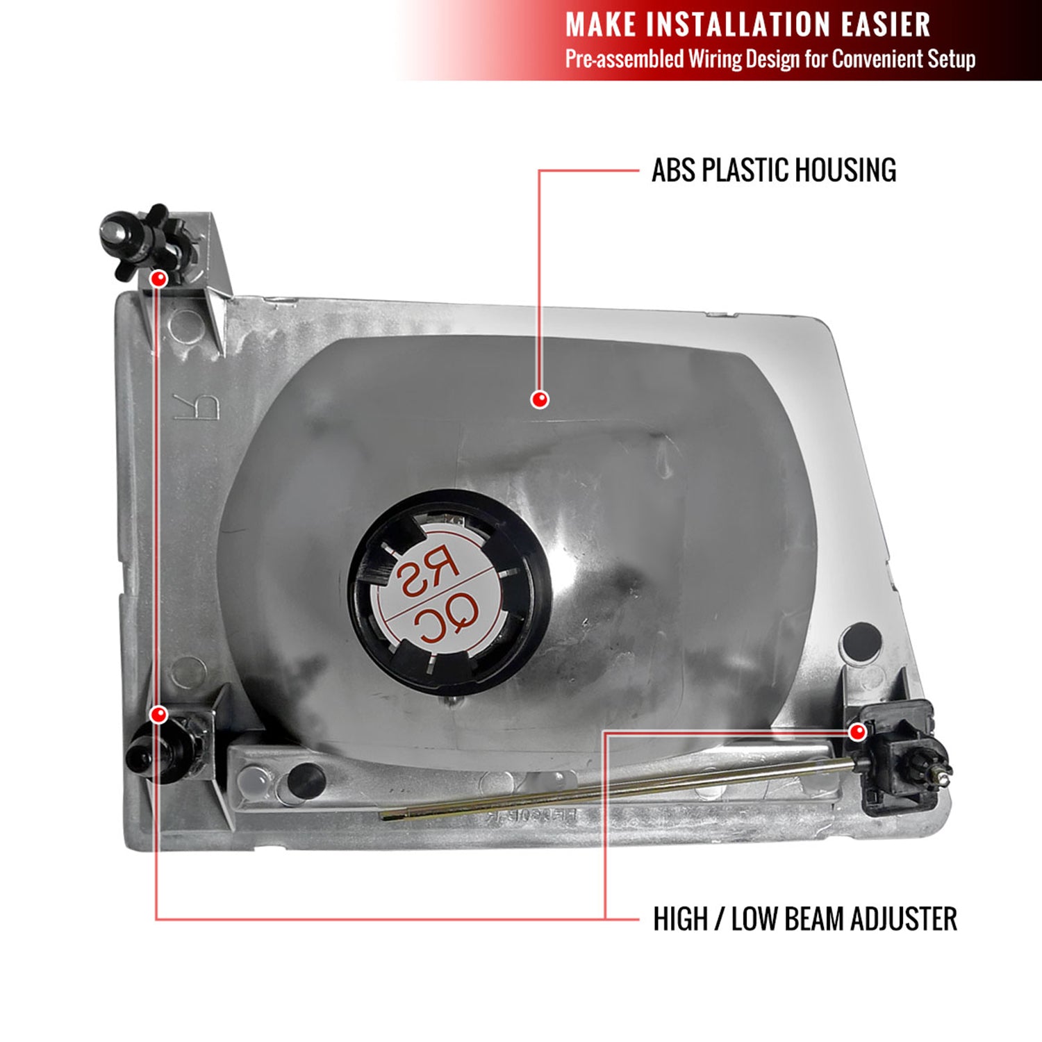 1992-2006 Ford Econoline Factory Style Crystal Headlights Chrome/Clear Lens