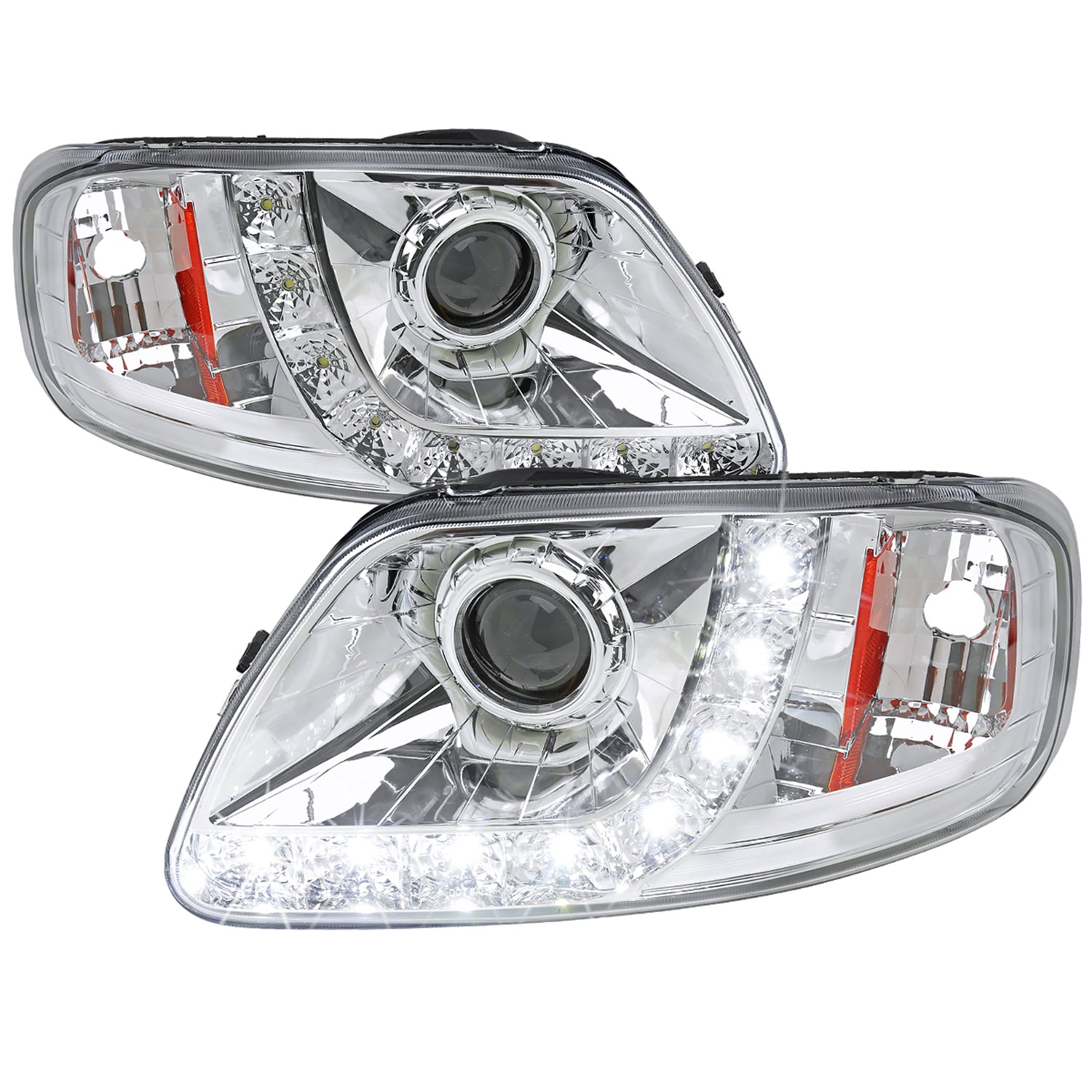 1997-2004 Ford F-150 / 1997-2002 Expedition Projector Headlights SMD LED Chrome