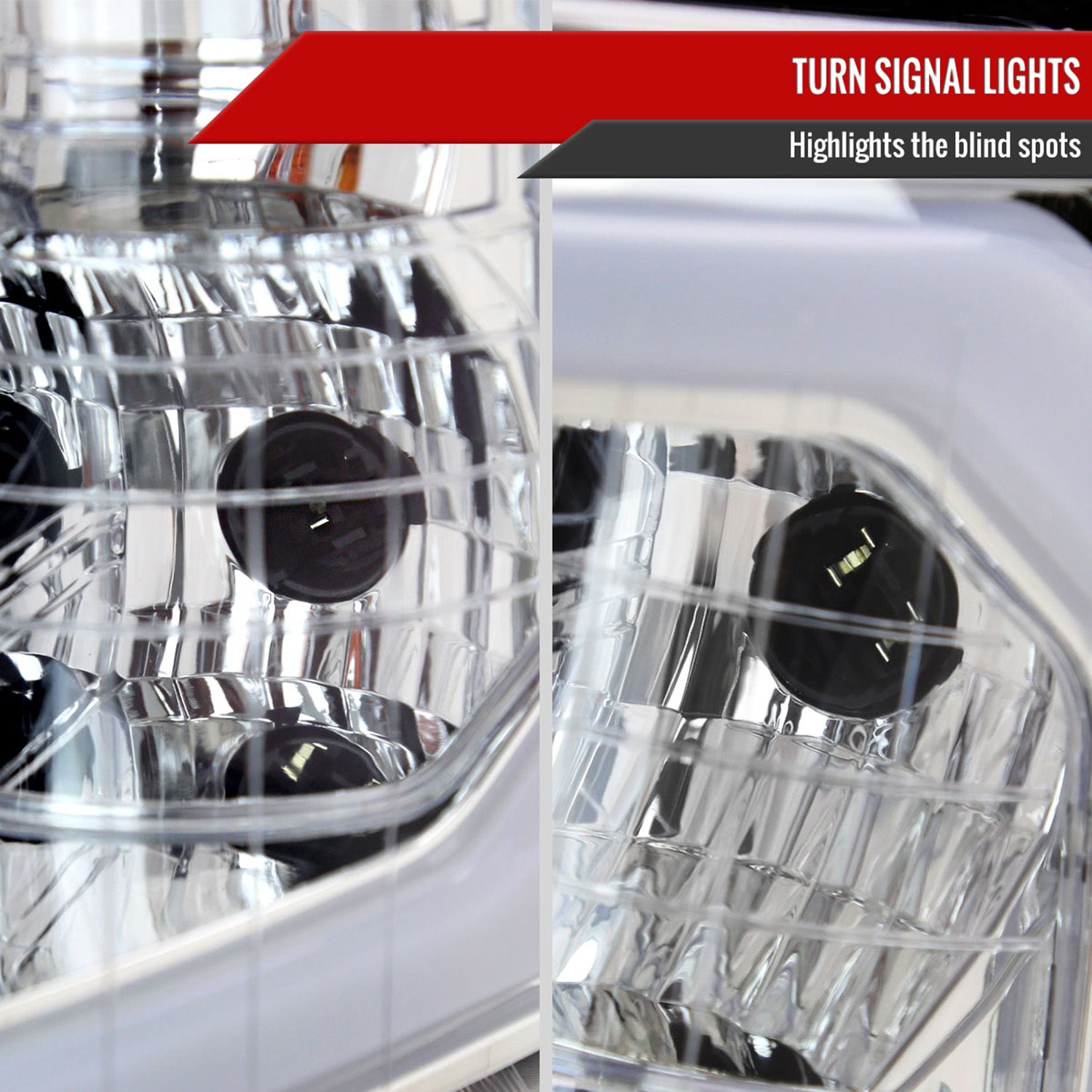 2007-2013 Chevy Silverado 1500 2500HD 3500HD C-Bar Headlights Amber & Chrome