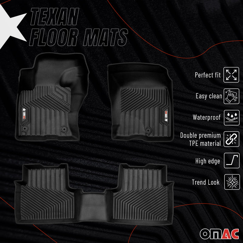 2021-2024 Ford Bronco Sport Premium Floor Mats Liners First and Second Row Set Black