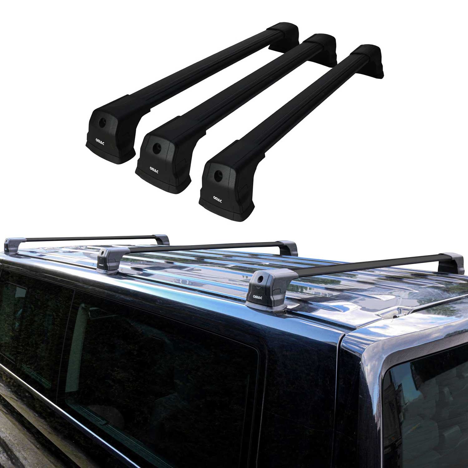 2013-2021 Nissan NV200 Roof Rack Cross Bars 3Pcs Black