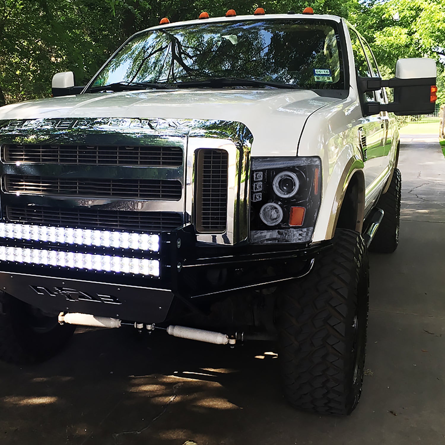 2008-2010 Ford F-250 F-350 F-450 Dual Halo Projector Headlights Black/Smoke