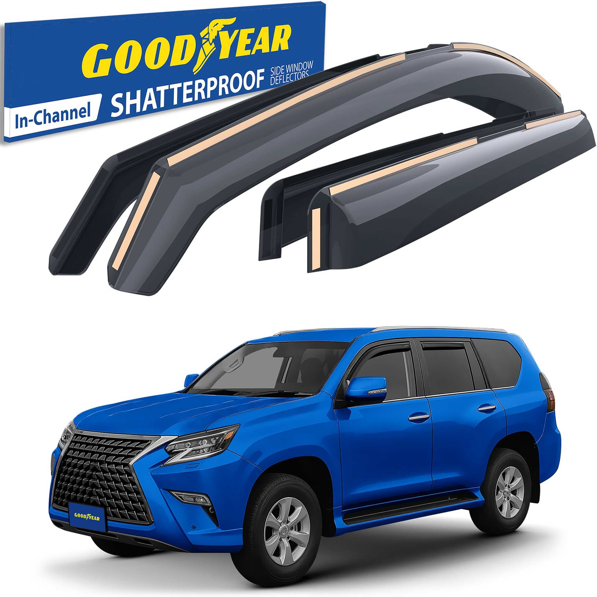 Goodyear Wind Deflectors for Lexus GX 460 2010-2023 In-channel Premium Smoke 4x