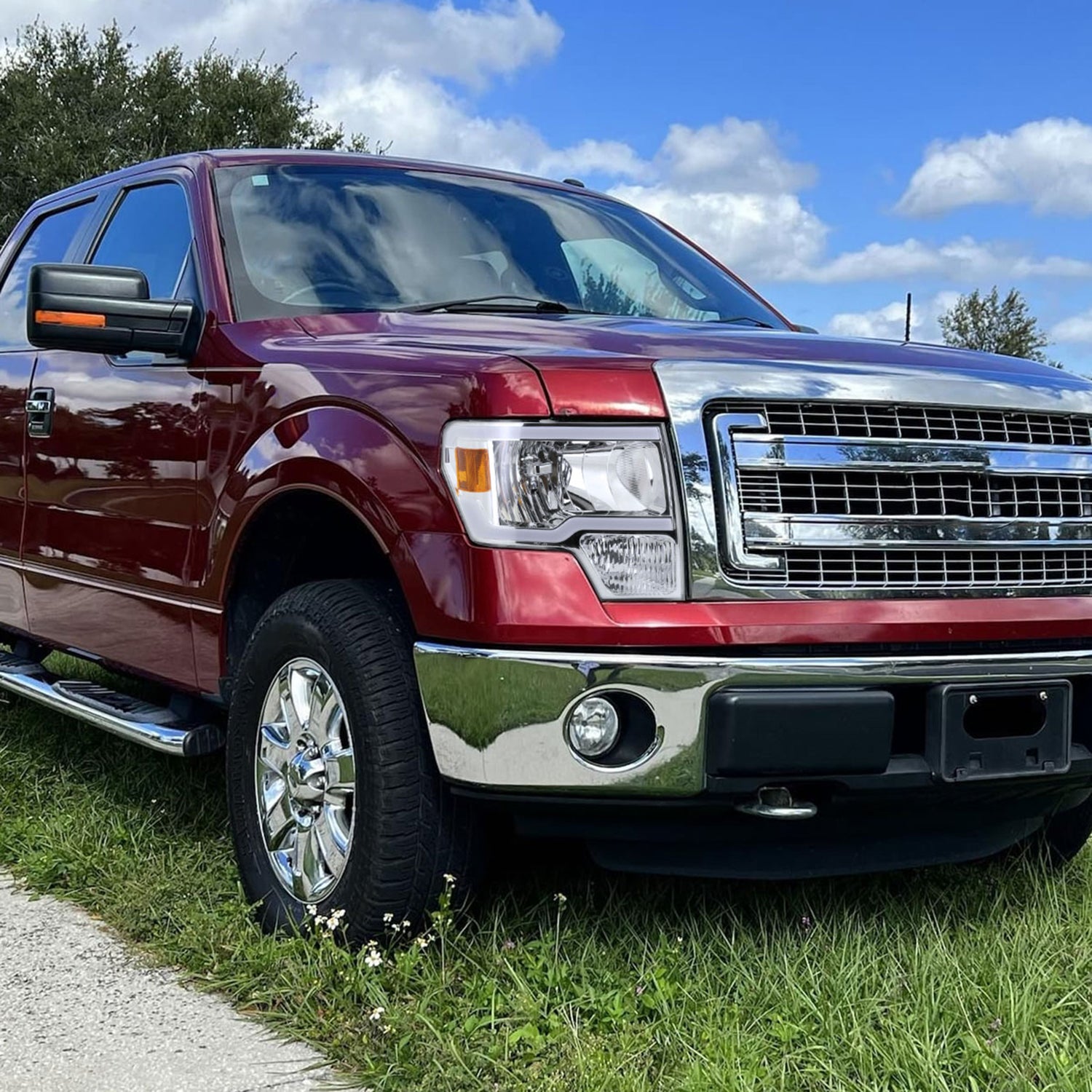 2009-2014 Ford F-150 LED Tube Factory Style Headlights Chrome/Clear Lens
