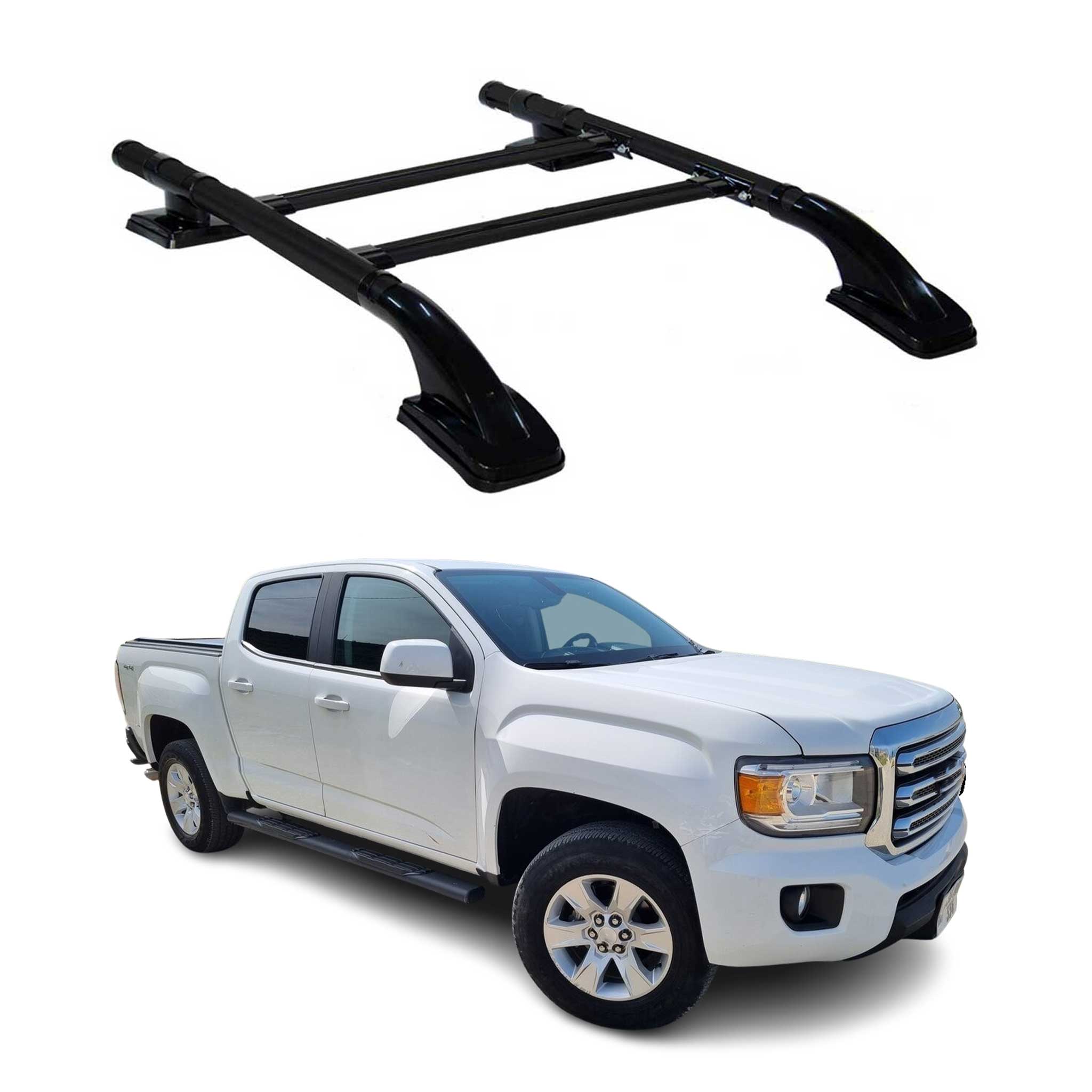 2015-2022 GMC Canyon II Top Roof Rack & Side Rails Black Alu 4Pcs