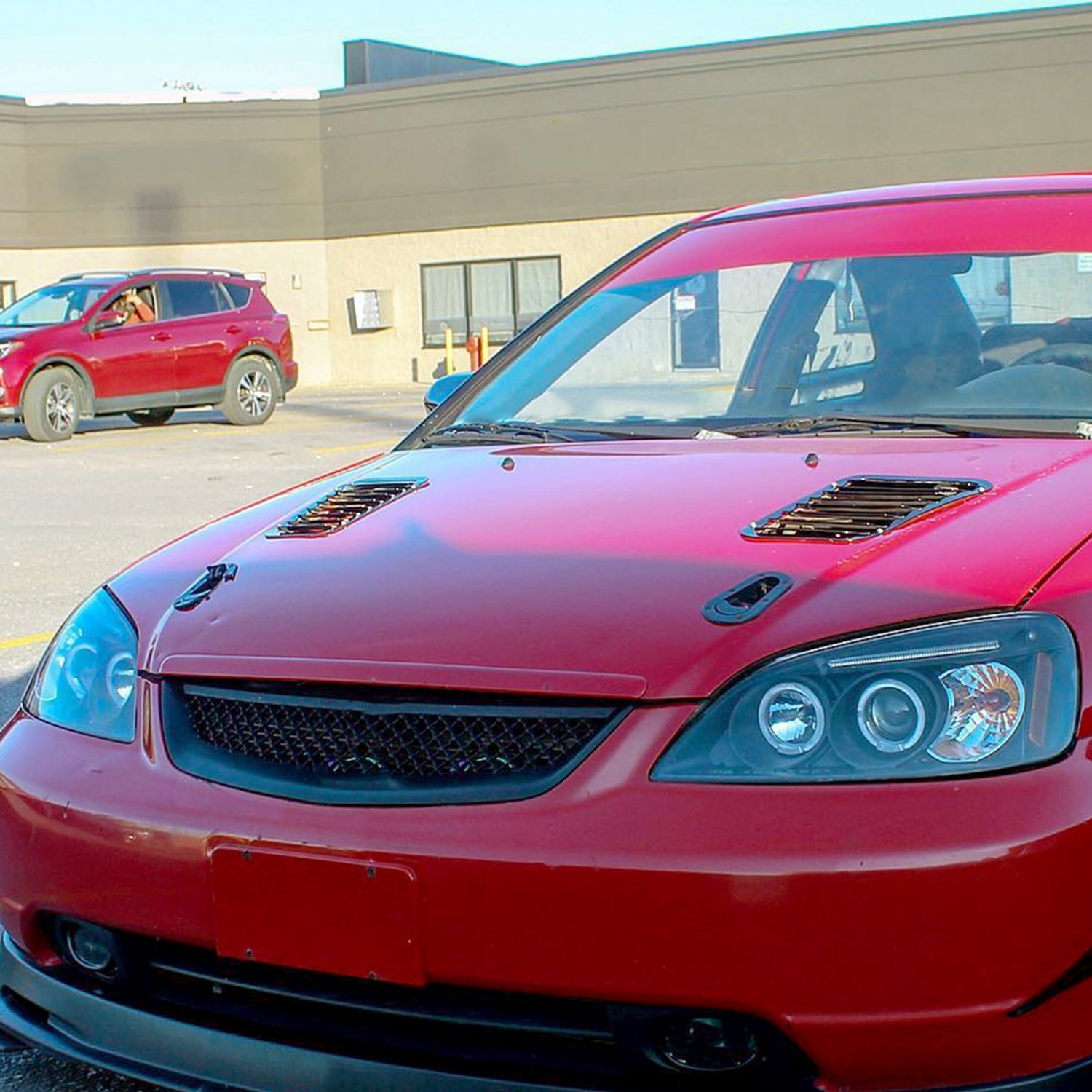 2001-2003 Honda Civic Dual Halo Projector Headlights Matte Black/Clear Lens