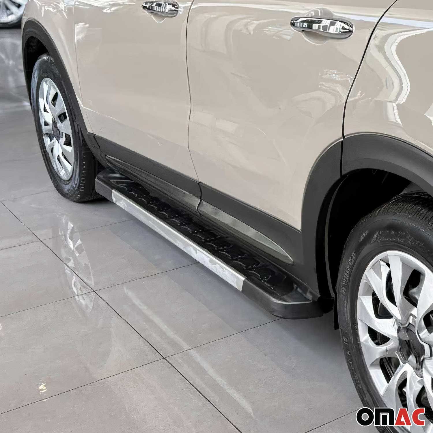 2016-2023 Fiat 500X Side Door Molding Trim Skirt Garnish Stainless Steel Dark 4 Pcs