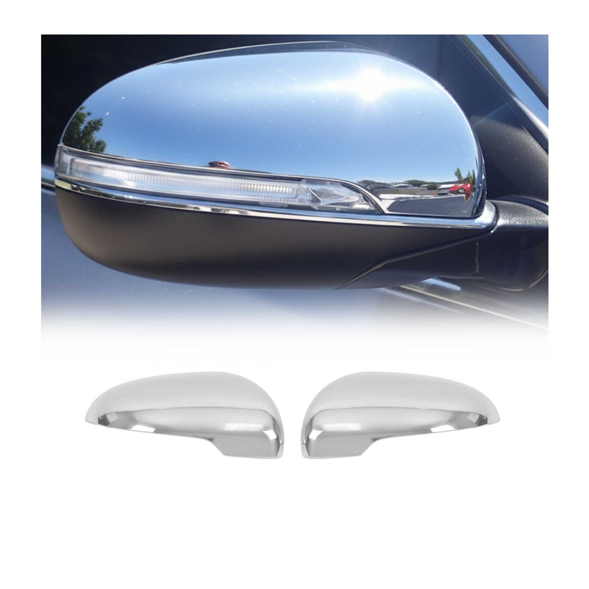 2016-2020 Kia Sorento Side Mirror Cover Caps Stainless Steel Silver 2 Pcs