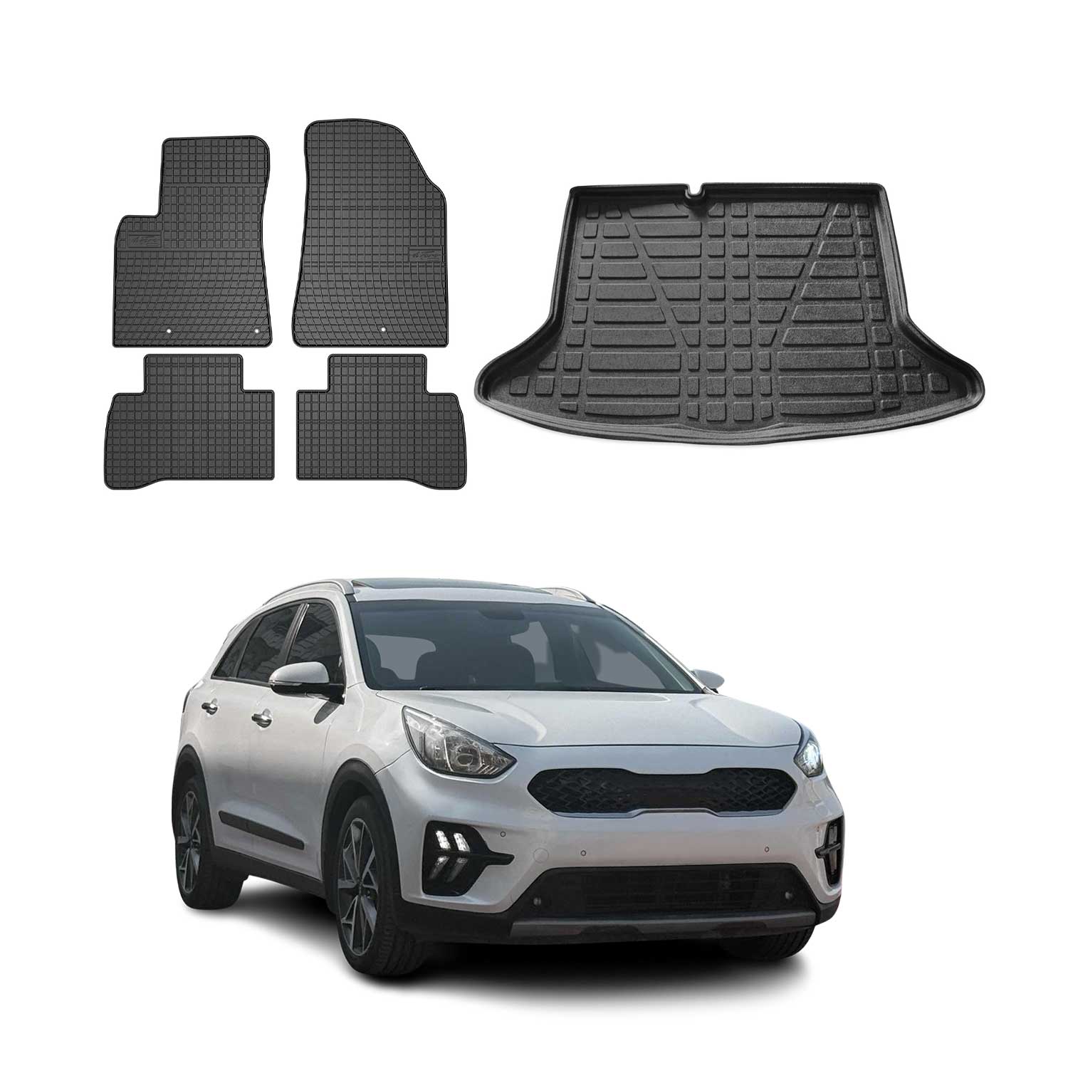 2017-2022 Kia Niro Floor Mats & Cargo Liner Full Set All Weather Black