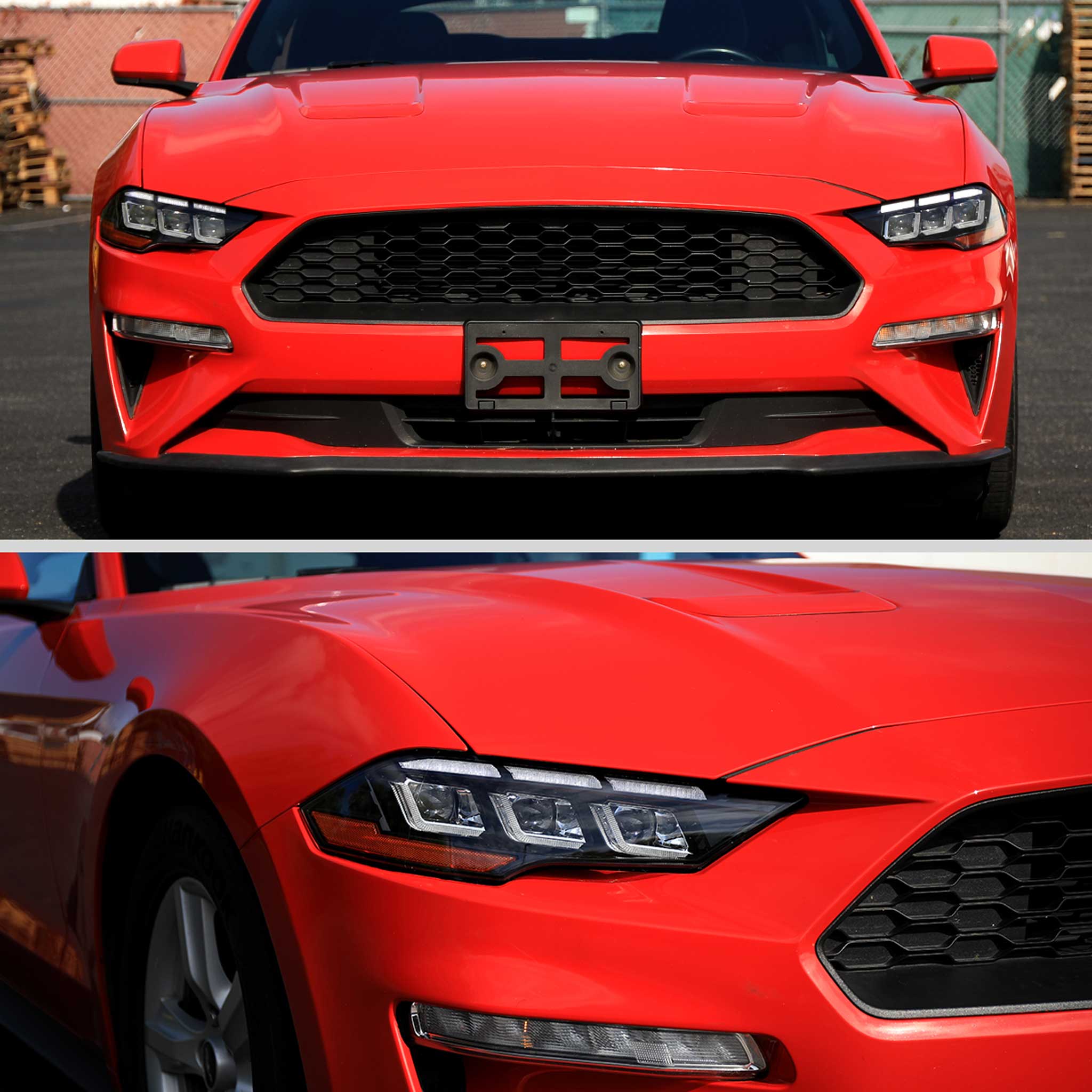 For Ford Mustang 2018-2023 Full LED Projector Headlights Sequential Start Up Black Housing Clear Lens