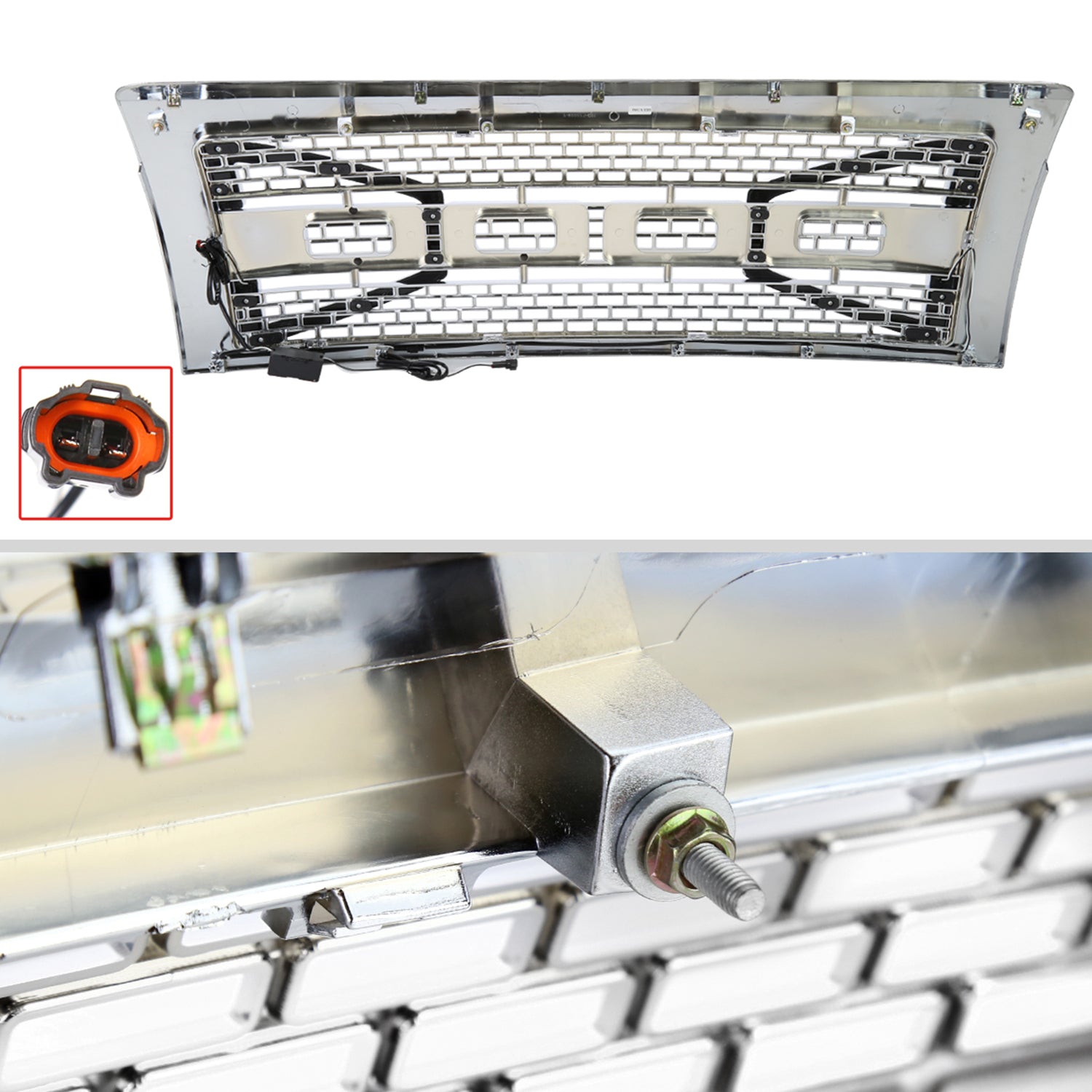 2009-2014 Ford F-150 Chrome Raptor Style Mesh Grille with LED Light Bar