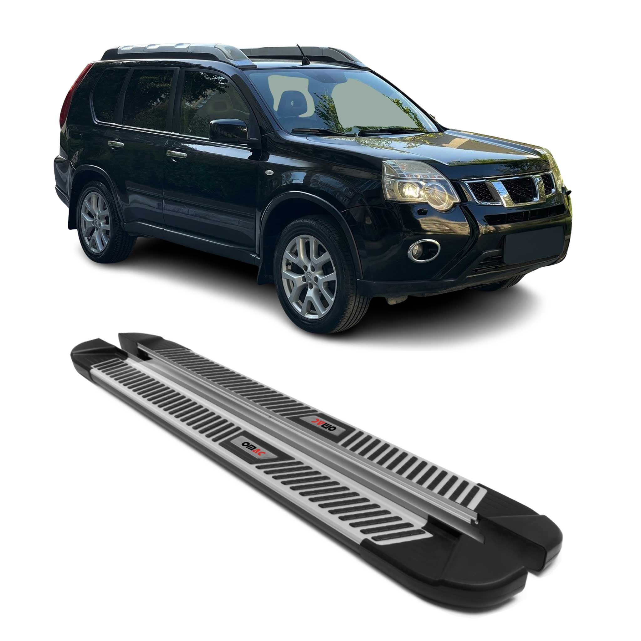 2008-2013 Nissan Rogue Running Boards Side Steps Silver & Black