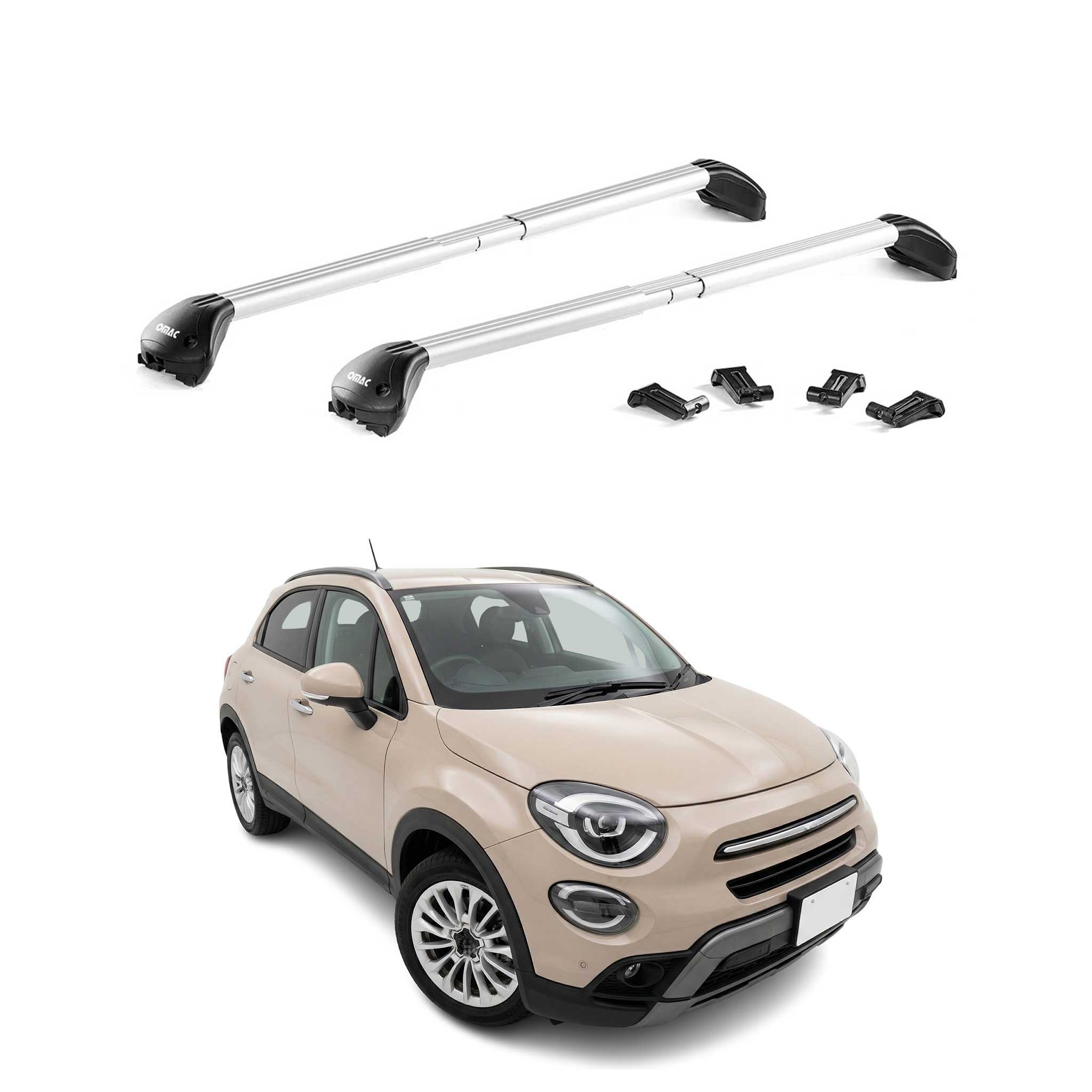 Roof Rack Cross Bars Luggage Carrier for Fiat 500X 2016-2023 Alu Grey 2x