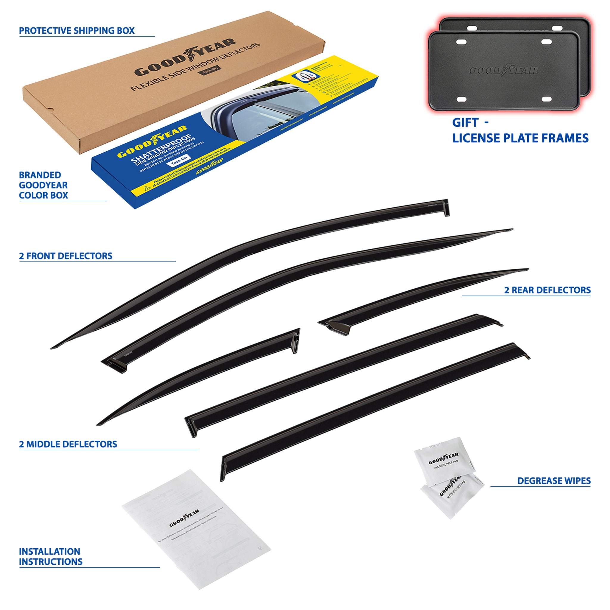 Goodyear Wind Deflectors for Subaru Outback 2020-2025 Tape-On Premium Smoke 6Pcs
