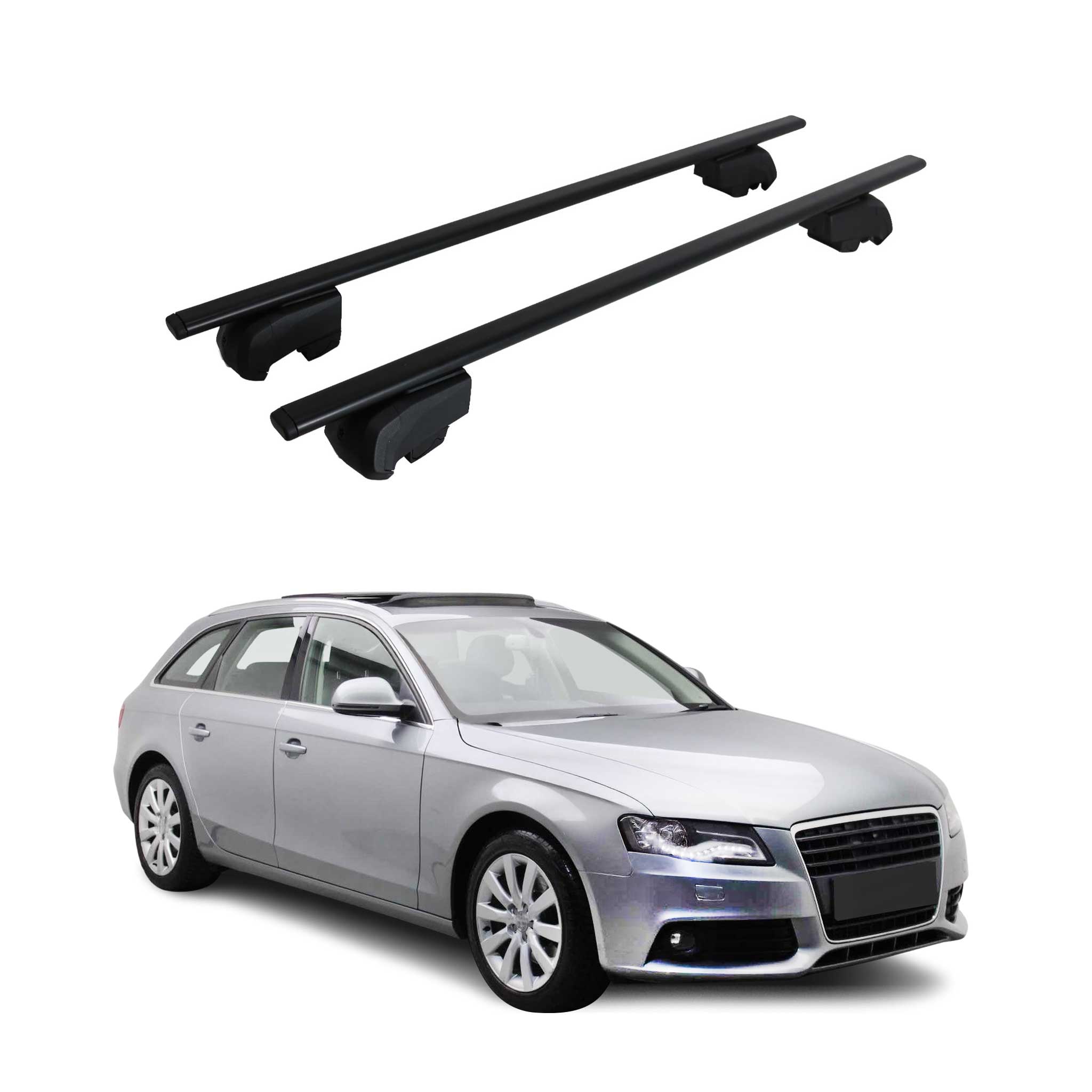 2008-2012 Audi A4 B8 Wagon Roof Rack Cross Bars Silver Luggage Carrier 2 Pcs