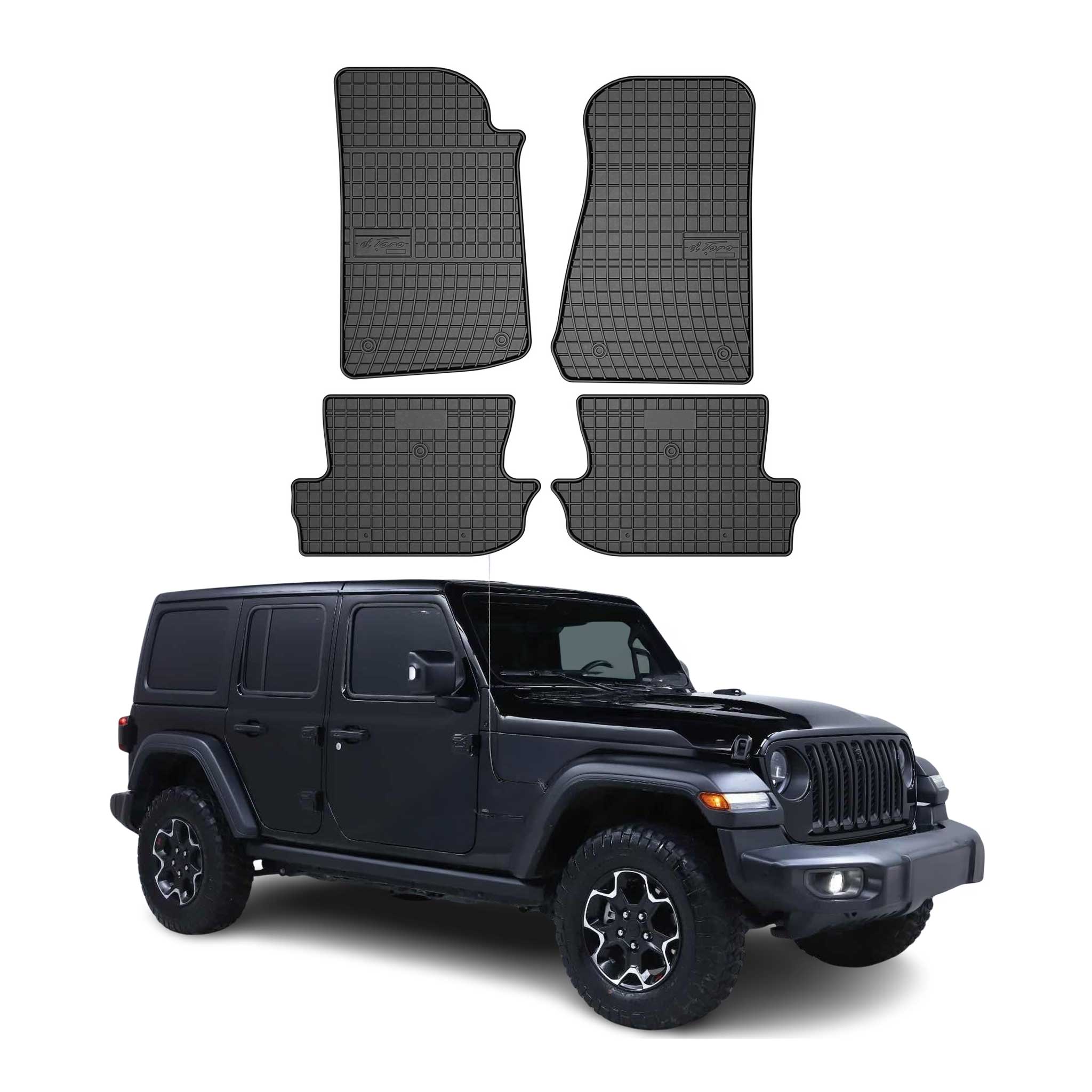 2018-2025 Jeep Wrangler Floor Mats Liners Full Set All Weather Rubber Black