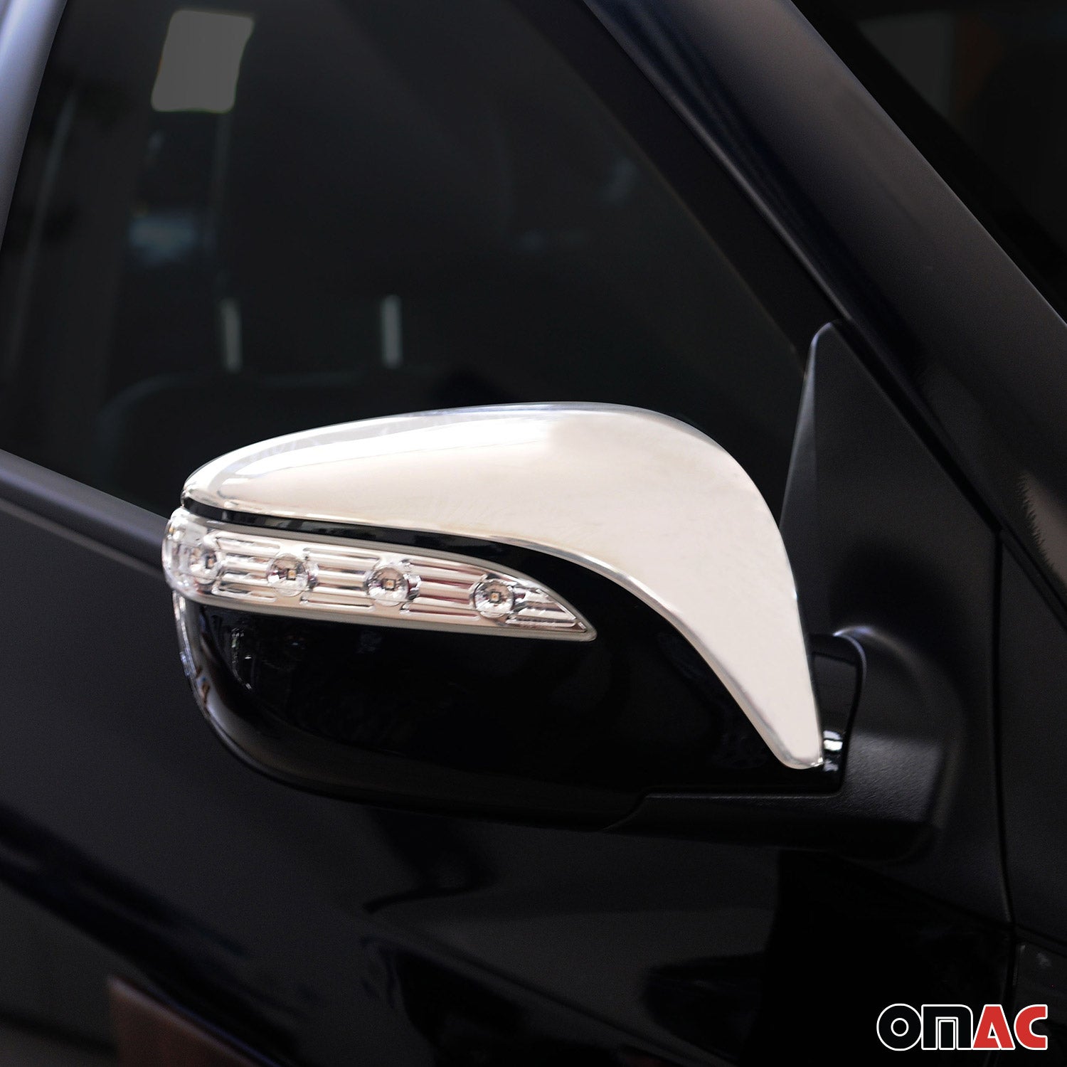 2010-2015 Hyundai Tucson Side Mirror Cover Caps Stainless Steel Silver 2 Pcs