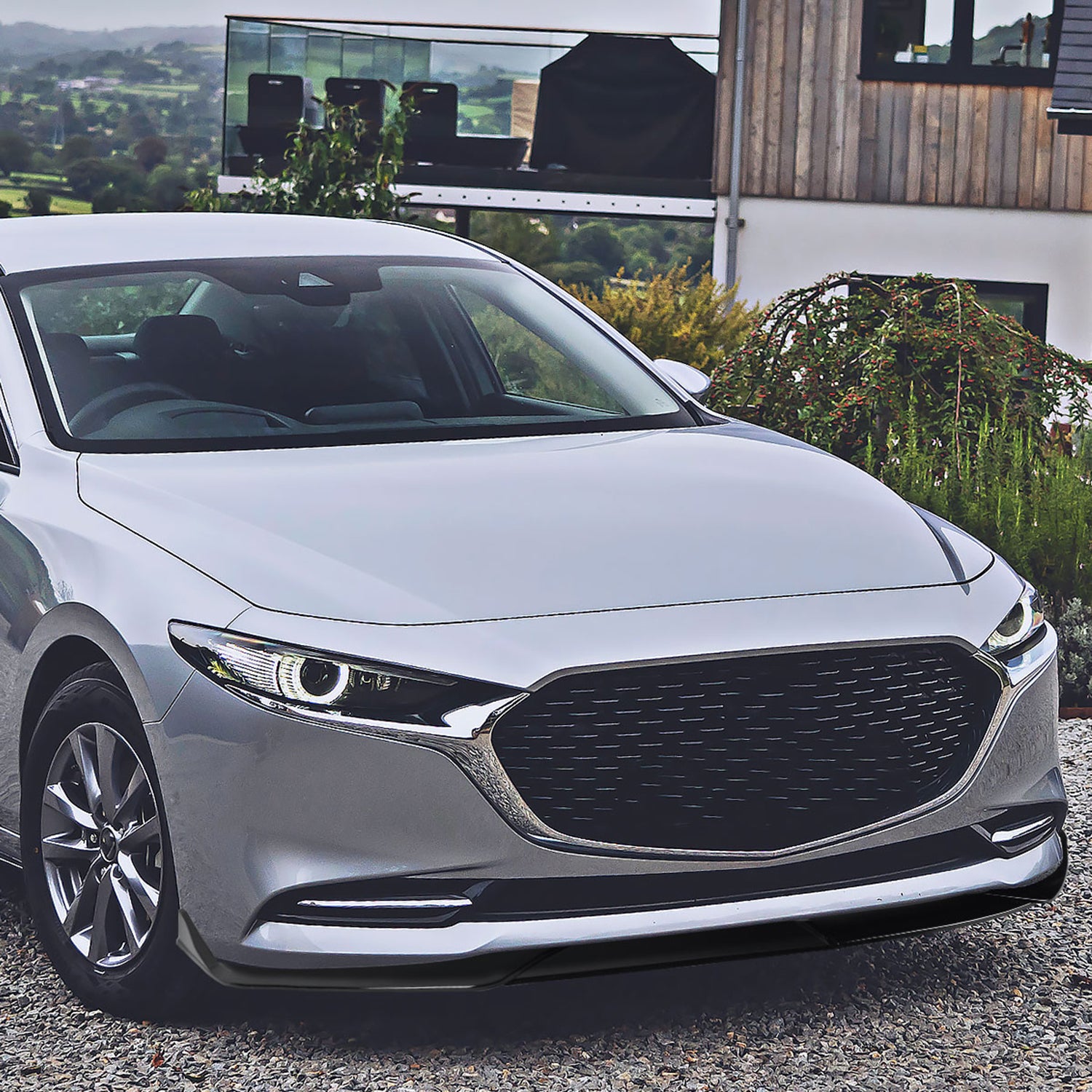 2019-2020 Mazda 3 Glossy Black Polypropylene 3Pcs Front Bumper Lip Set