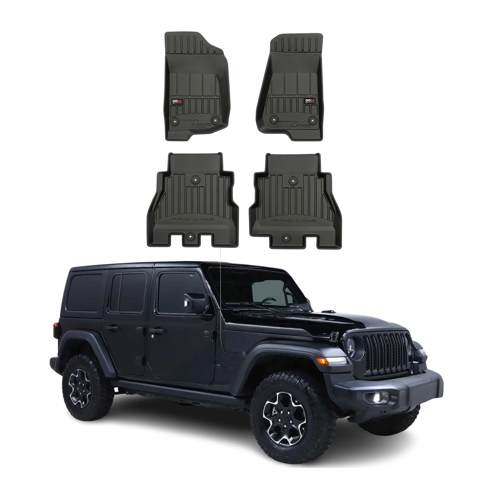 2018-2022 Jeep Wrangler Premium Floor Mats Liners Full Set All Weather Heavy Duty