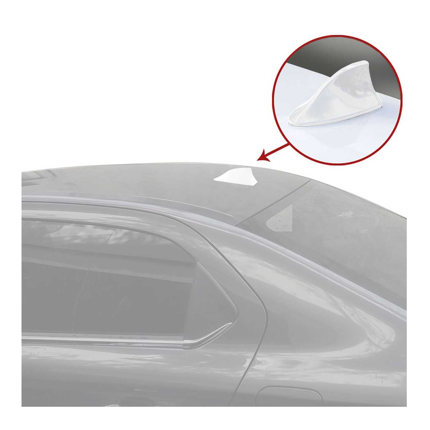 Genesis Car Shark Fin Antenna Roof Radio AM/FM Signal White
