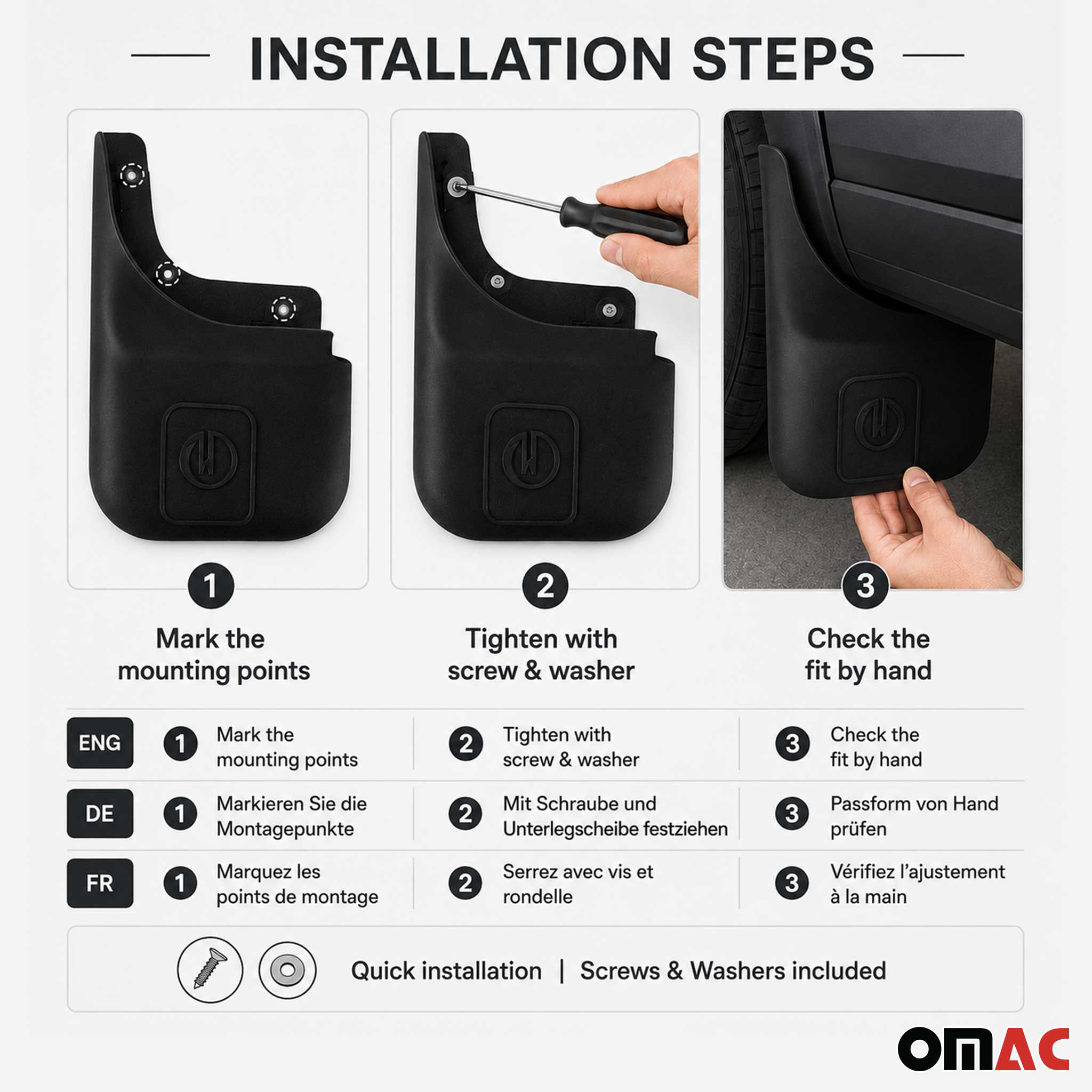 2x Mud Flaps Splash Guards for Volkswagen Tiguan 2009-2017 Universal fit