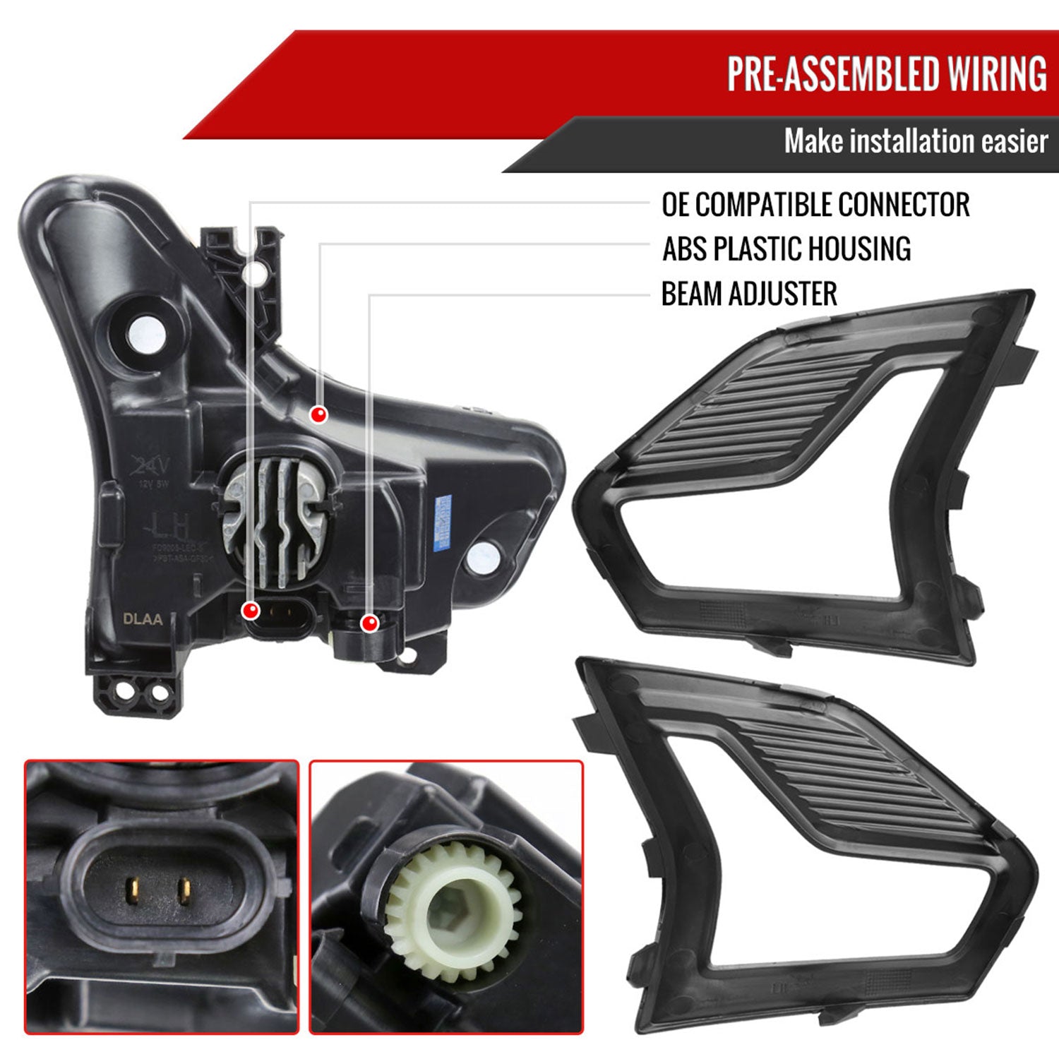 2019-2020 Ford Fusion LED Fog Lights Kit Chrome Housing/Clear Lens