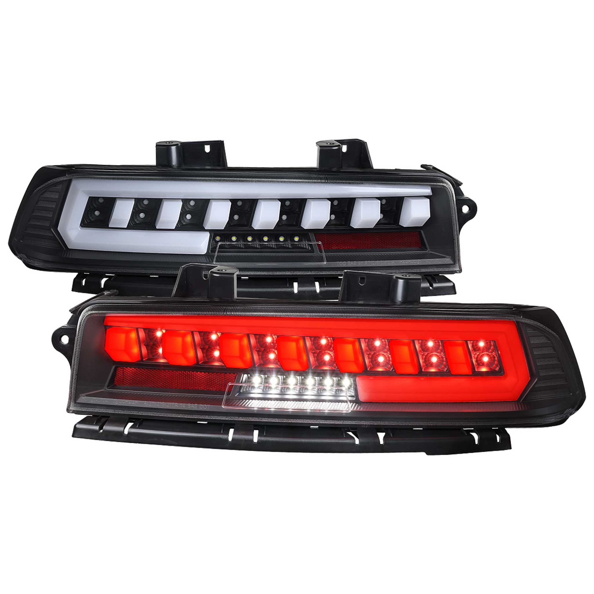 For Chevrolet Camaro 2014-2015 Full Red LED Sequential Tail Light Black Housing Clear Lens