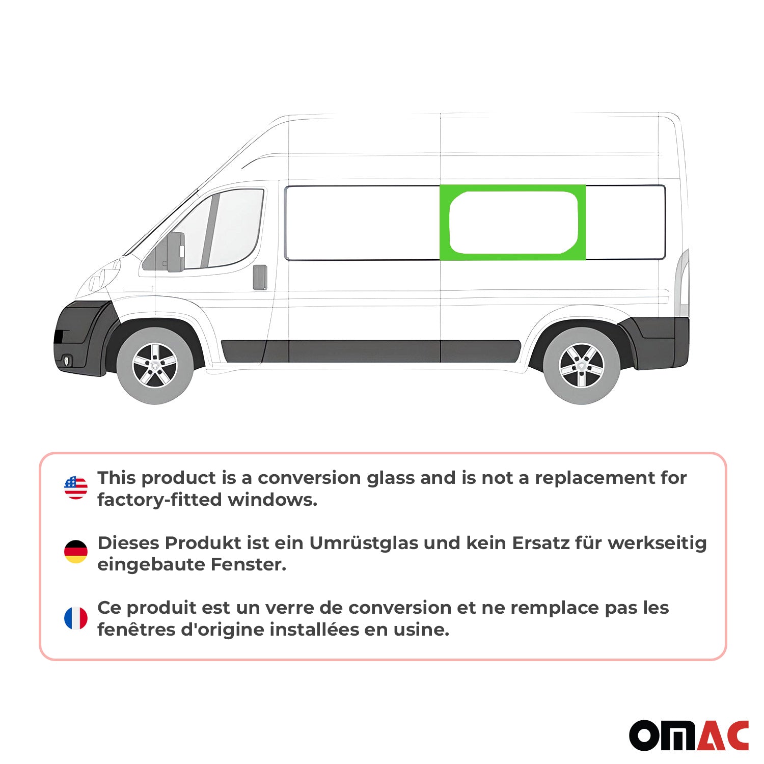 2014-2024 RAM ProMaster Window Glass Mid Left Side L3 L4 Black