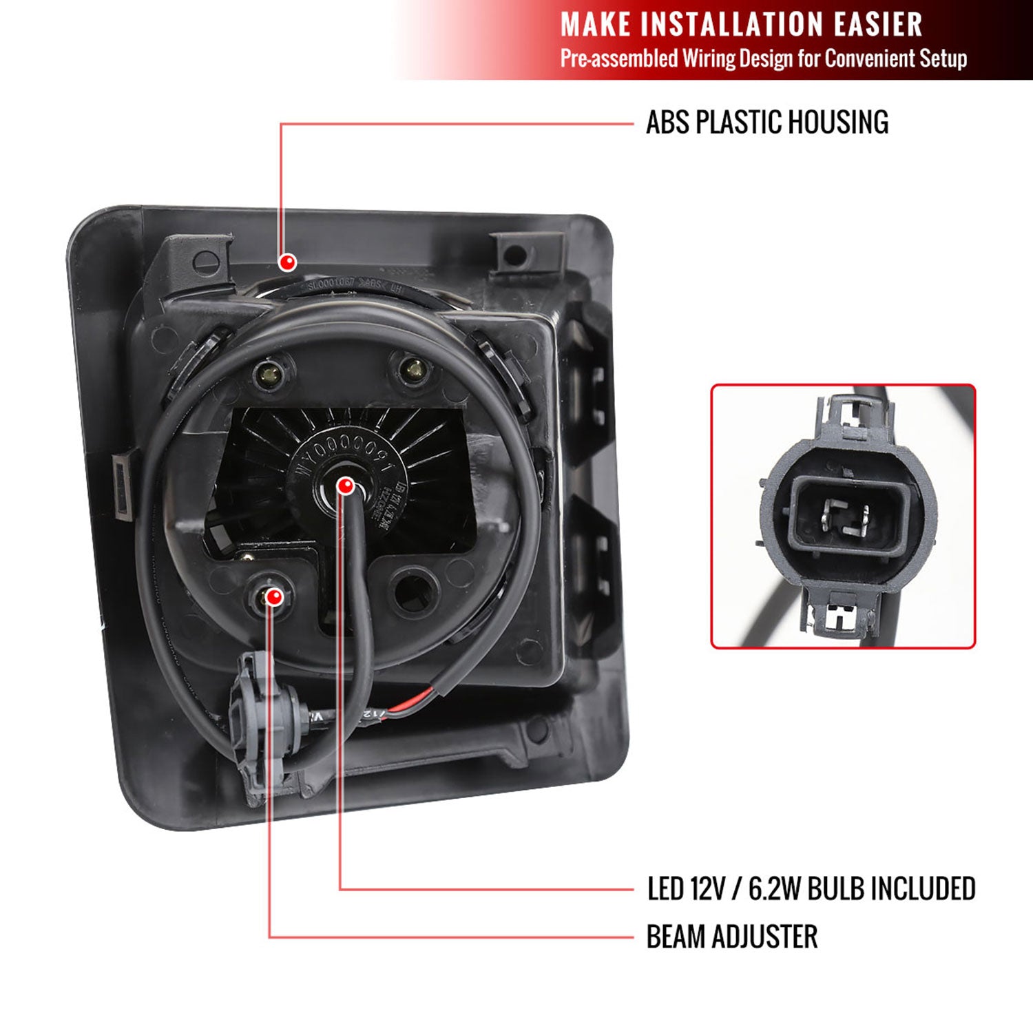 2014-2015 GMC Sierra 1500 LED Fog Lights Kit Switch & Wiring Harness Chrome