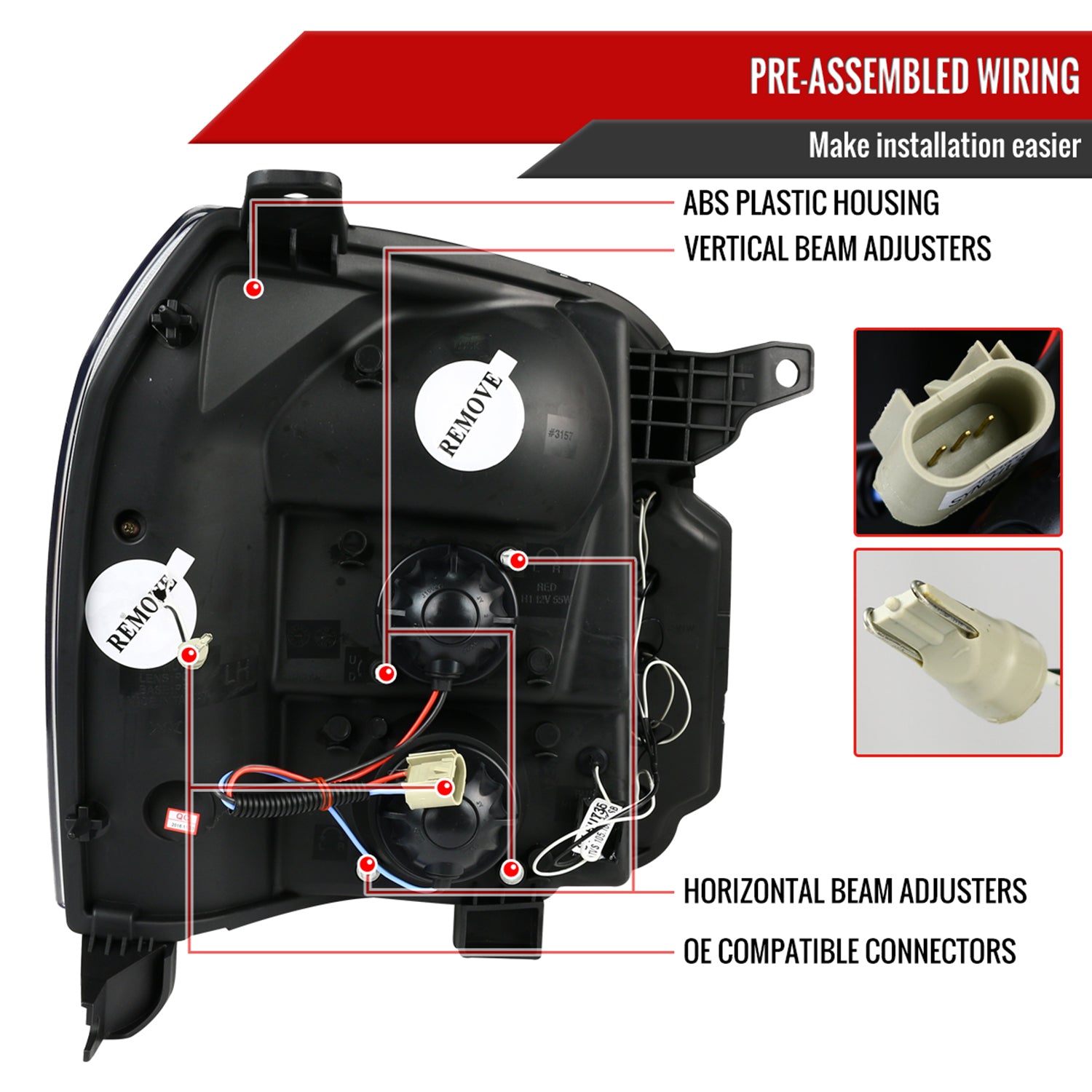 2007-2014 GMC Yukon/Yukon XL Projector Headlights Glossy Black/Smoke Lens