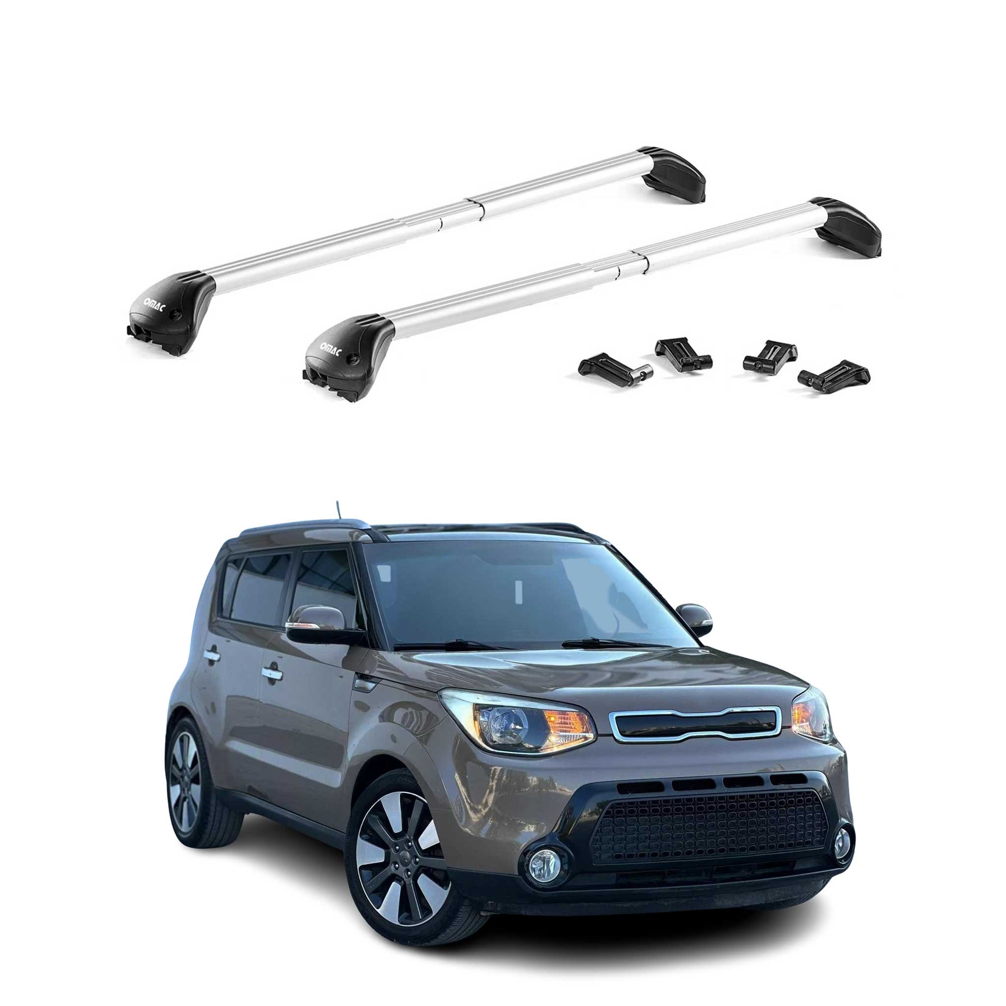 Roof Rack Cross Bars Luggage Carrier for Kia Soul II 2014-2019 Alu Silver 2x