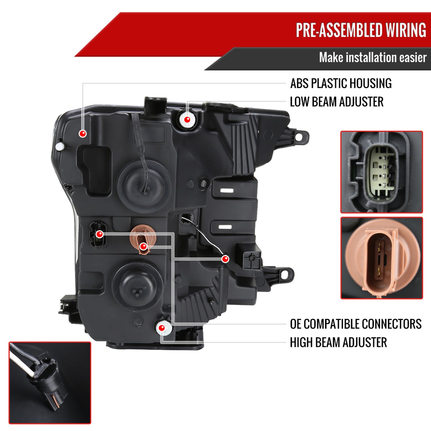 2018-2020 Ford F-150 LED CBar Projector Headlights Signal Lights Black / Clear