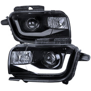 2010-2013 Chevy Camaro LED Bar Projector Headlights Glossy Black/Smoke Lens