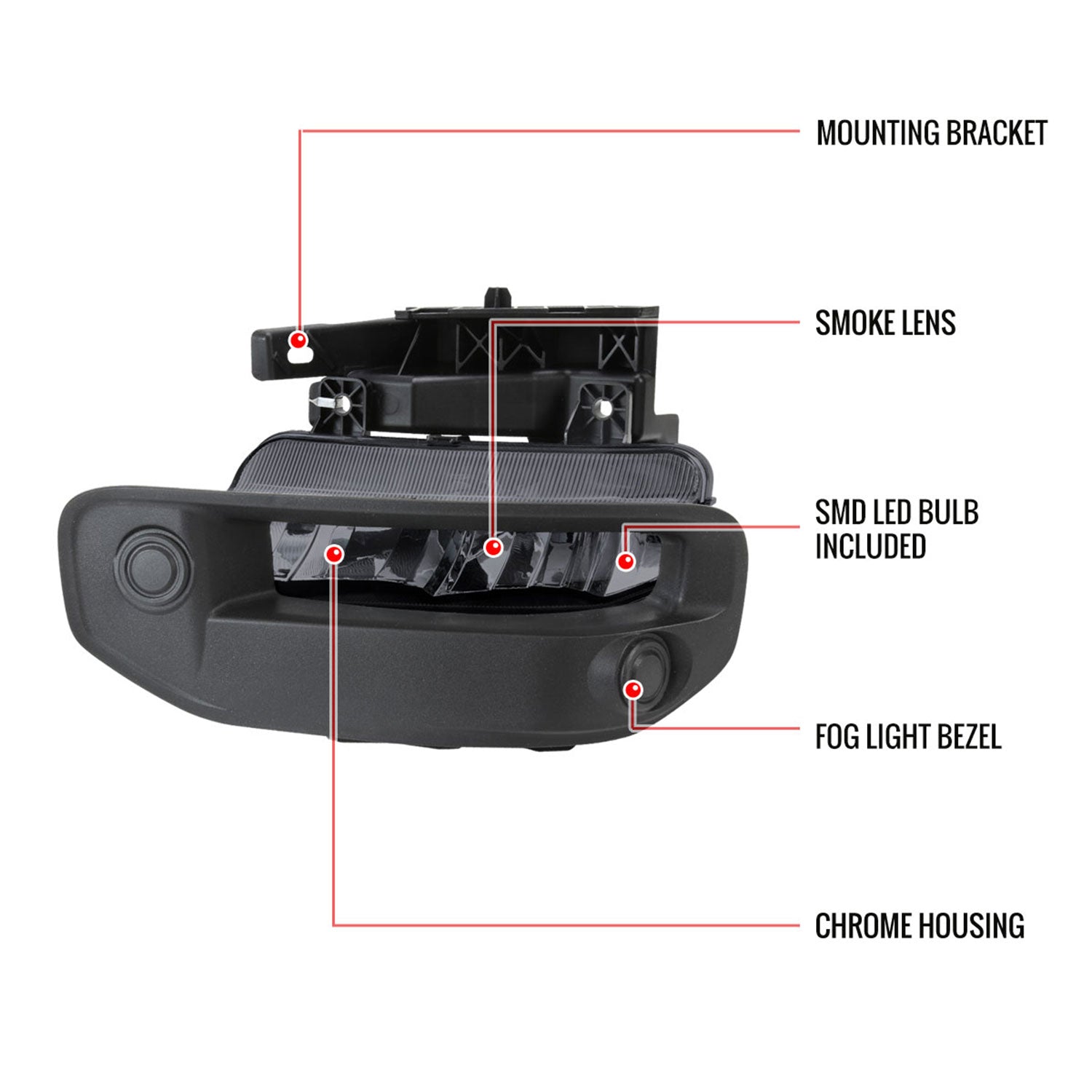 2019-2024 Dodge RAM 1500 LED Fog Lights Kit Chrome Housing/Smoke Lens