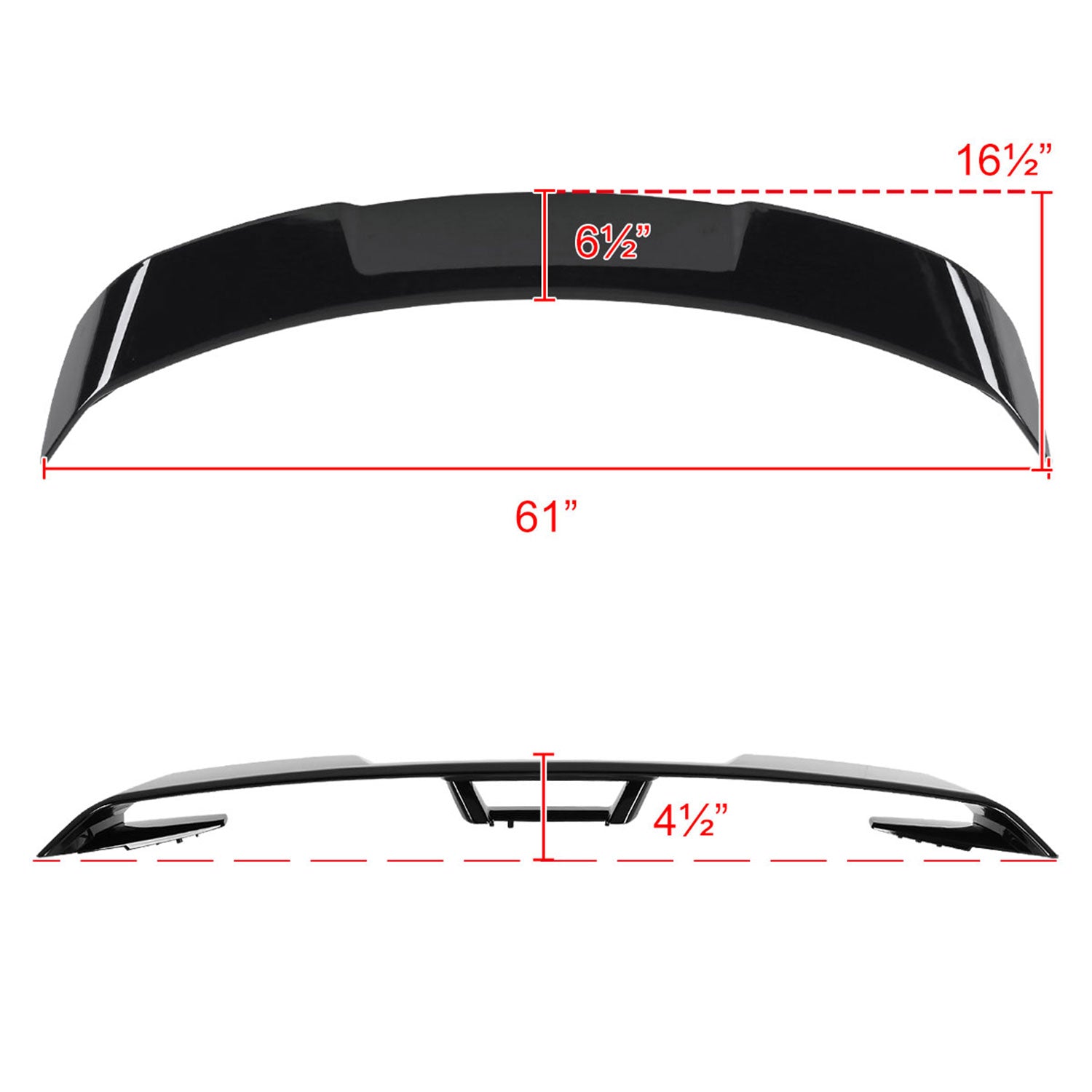 2015-2022 Ford Mustang Glossy Black GT500 Style Rear Trunk Spoiler Kit