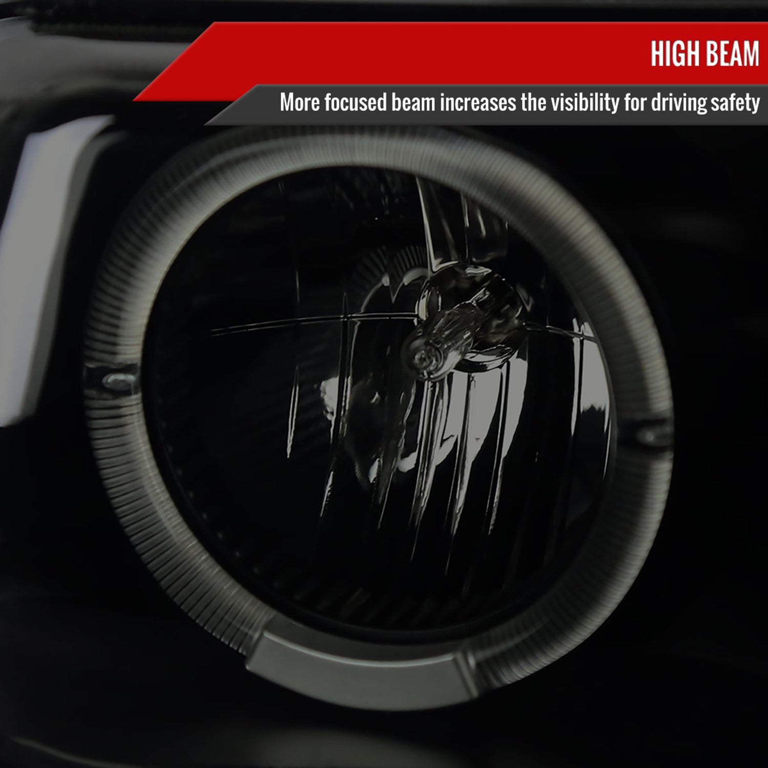 1999-2002 Chevy Silverado/ Chevy Tahoe/Suburban Dual Halo Headlights LED Black