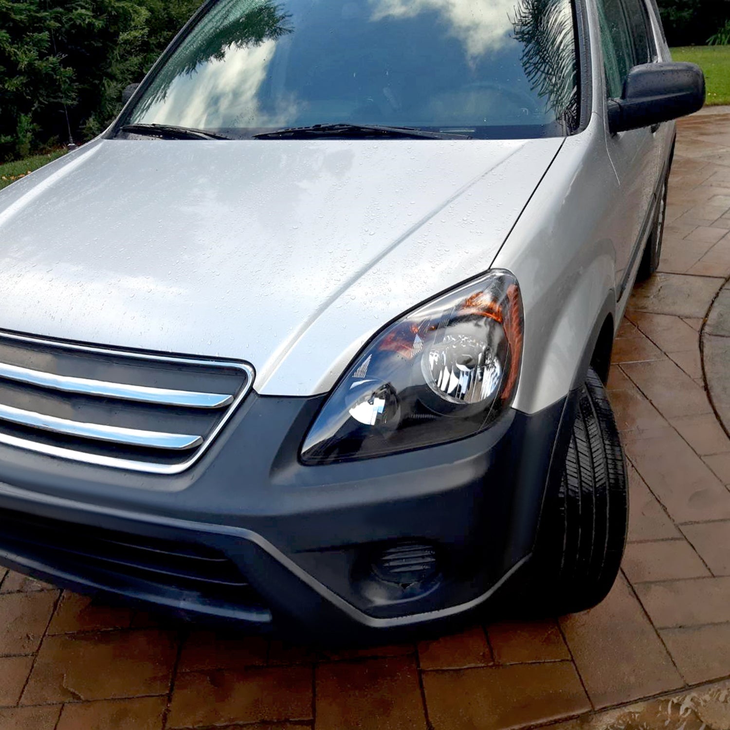 2005-2006 Honda CR-V Factory JP Headlights w/Amber Reflectors Matt Black/Clear