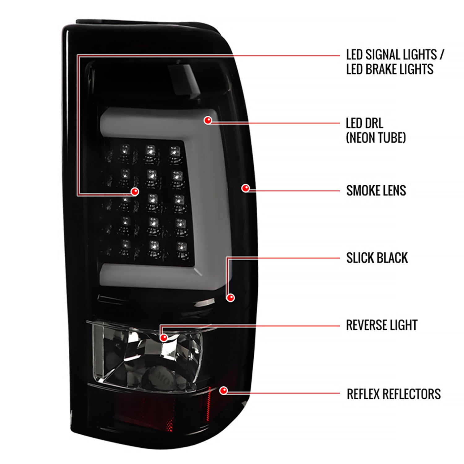 1999-2002 Chevy Silverado/ 99-2006 Sierra LED Tail Lights G2 Glossy Black/Smoke