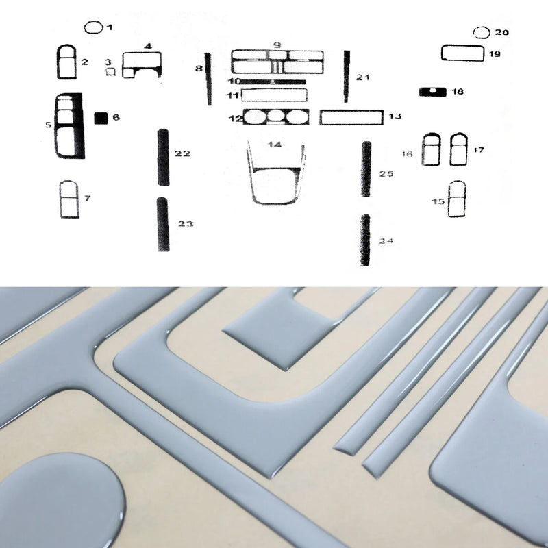 2000-2005 VW Jetta A4 Aluminium Look Dashboard Console Trim Kit 25 Pcs